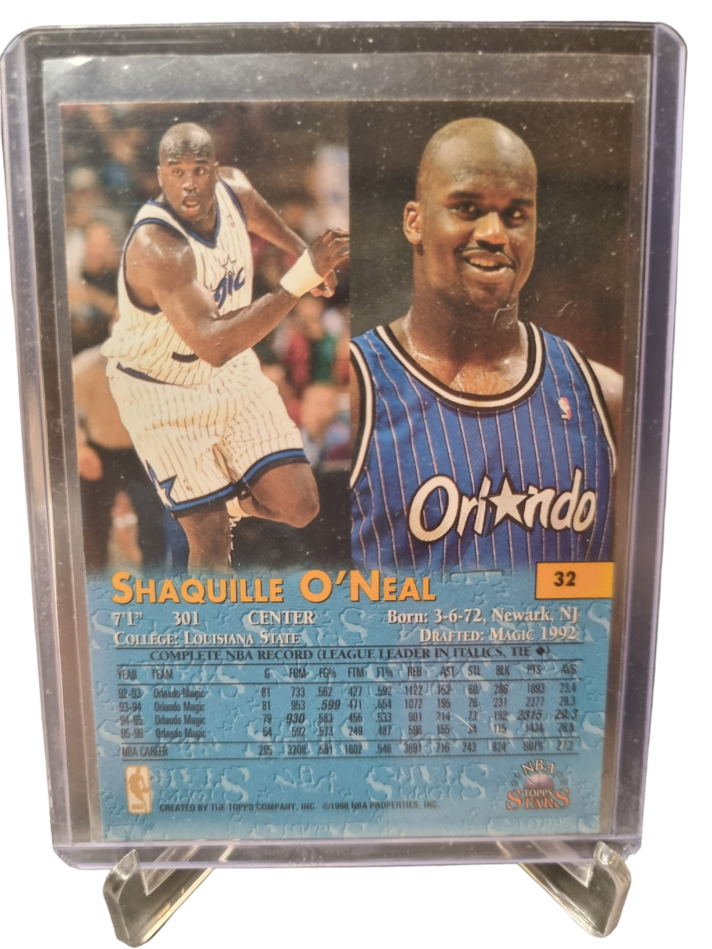 1996 Topps #32 Shaquille O'Neal Topps Stars