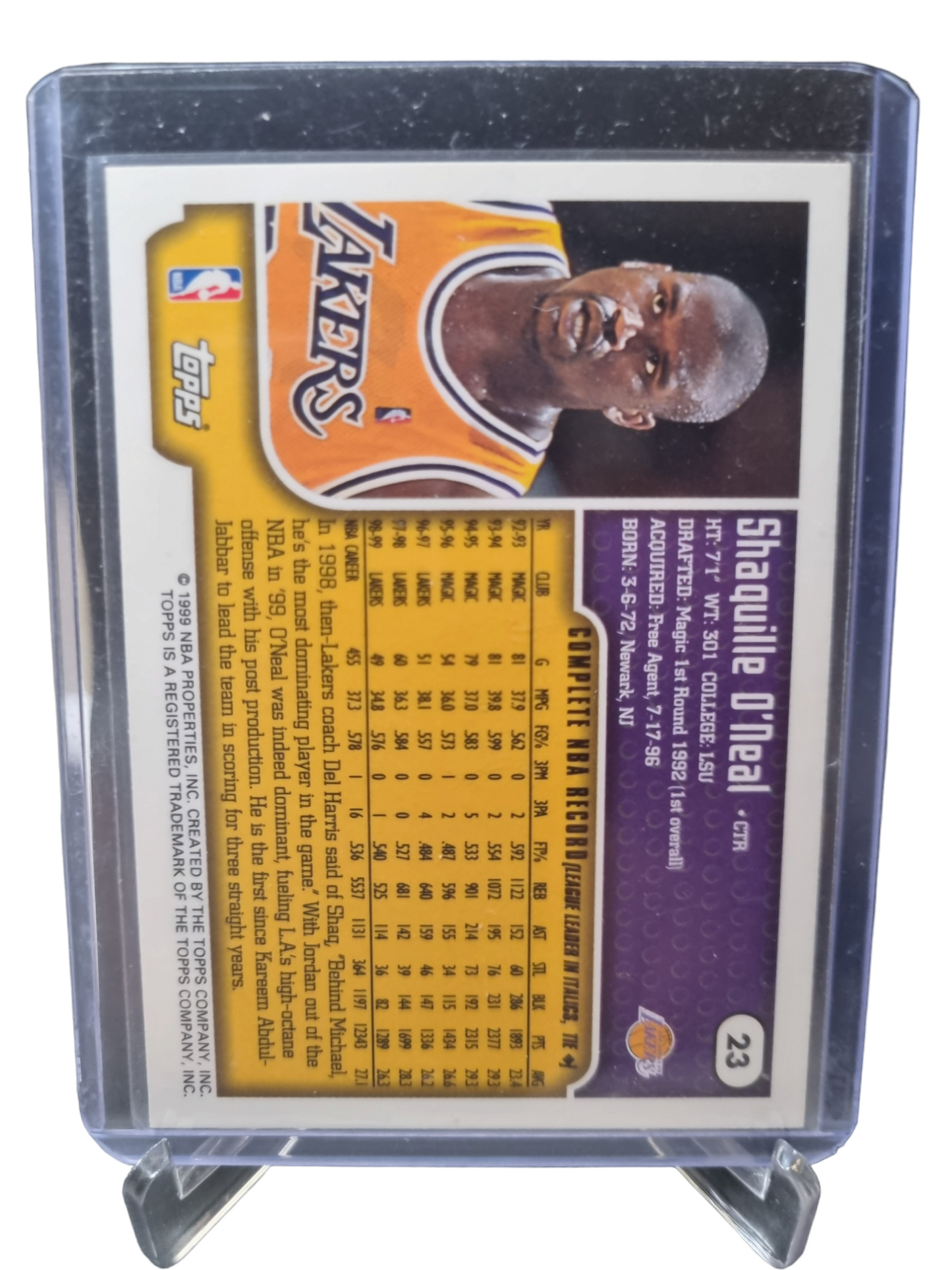 1999 Topps #23 Shaquille O'Neal