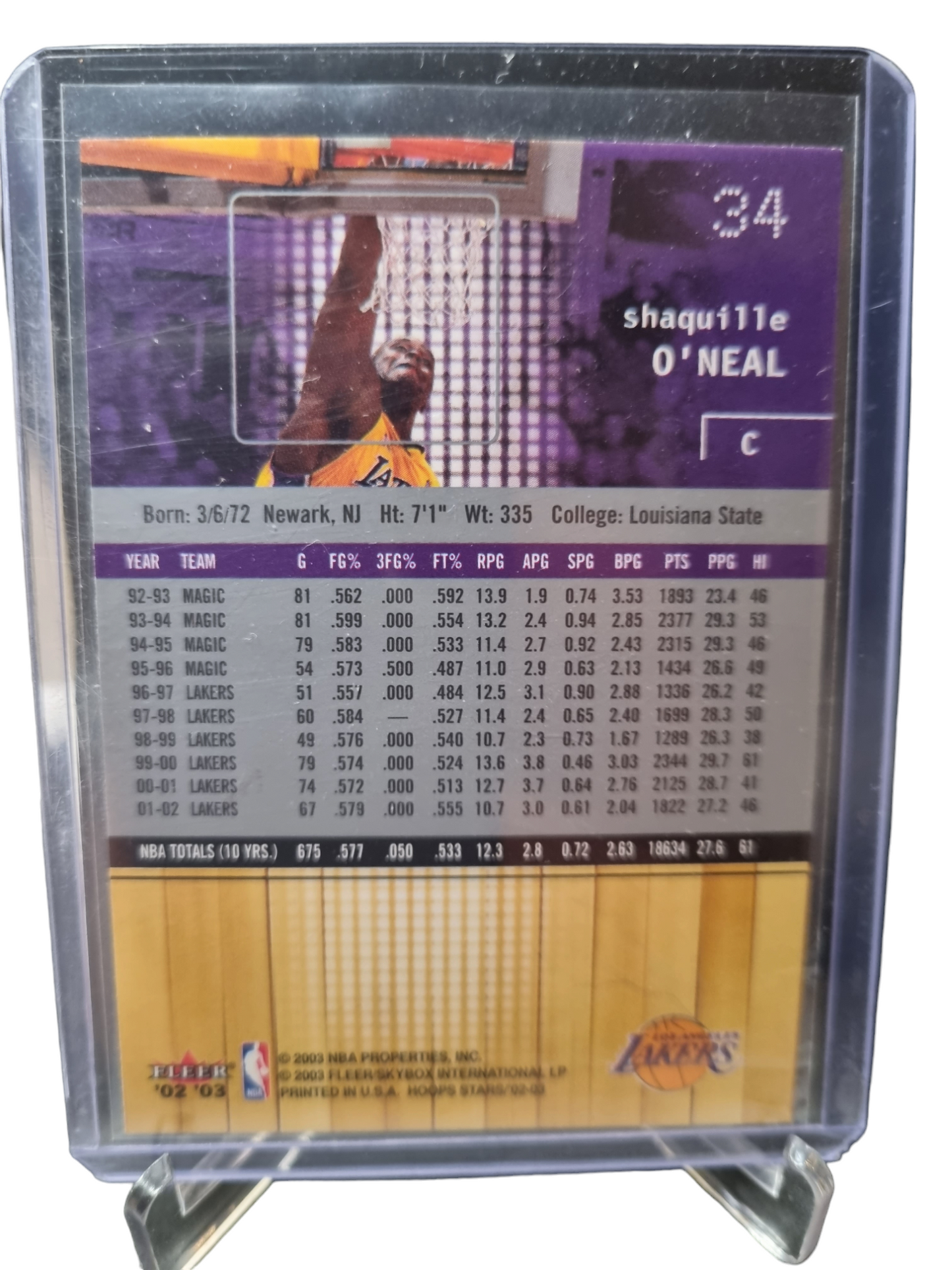 2003 Hoops #34 Shaquille O'Neal Hoops Stars