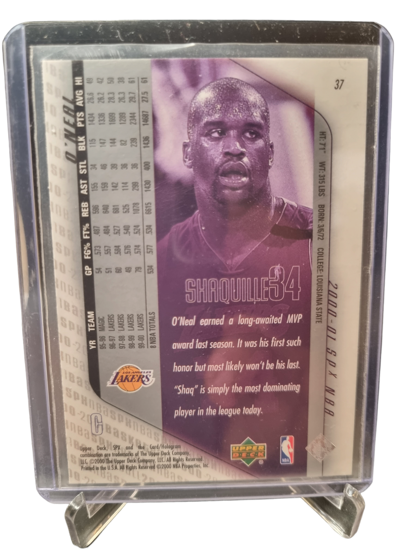 2000 Upper Deck #37 Shaquille O'Neal SPX