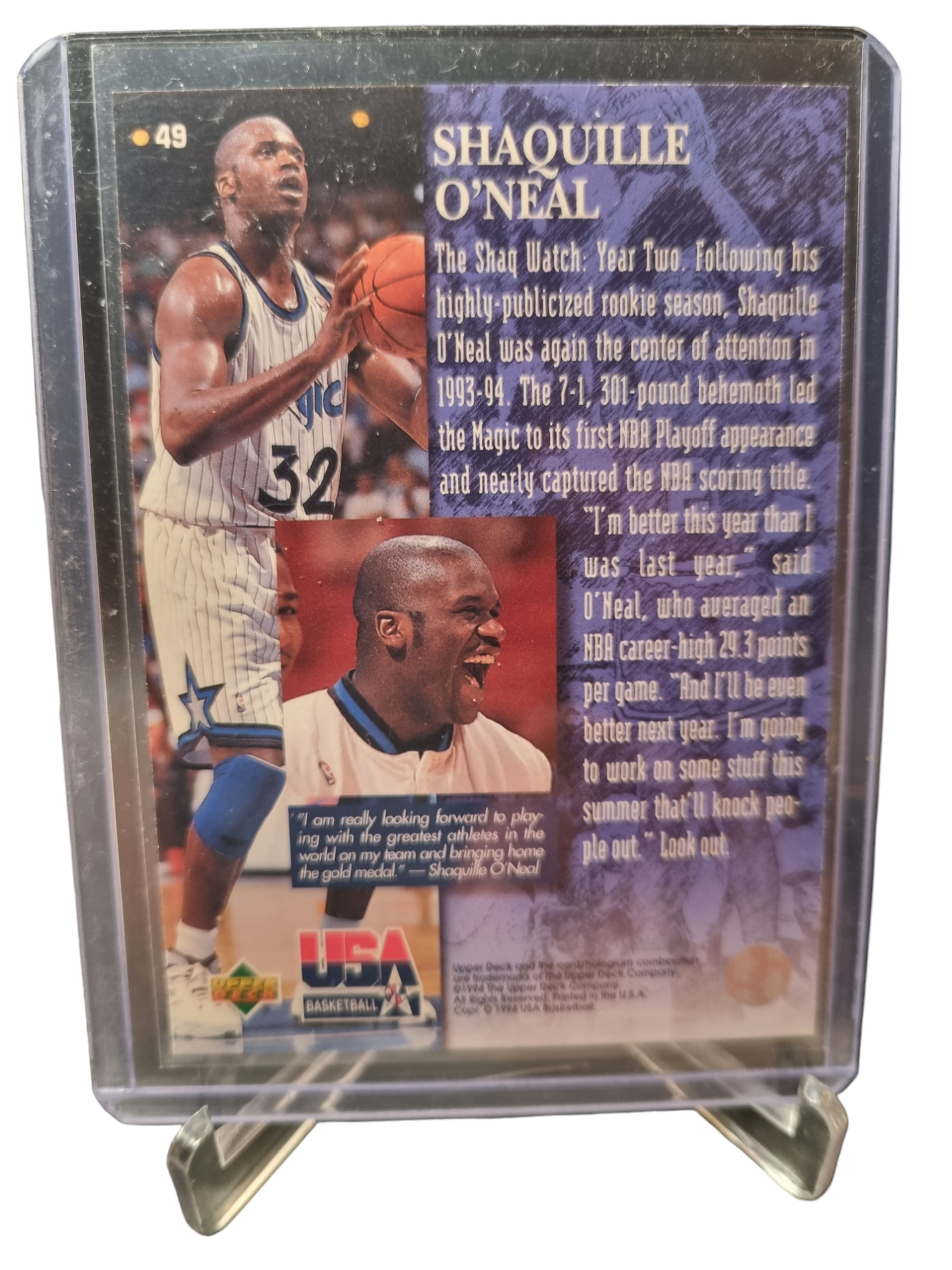 1994 Upper Deck #49 Shaquille O'Neal USA Basketball Gold Signature