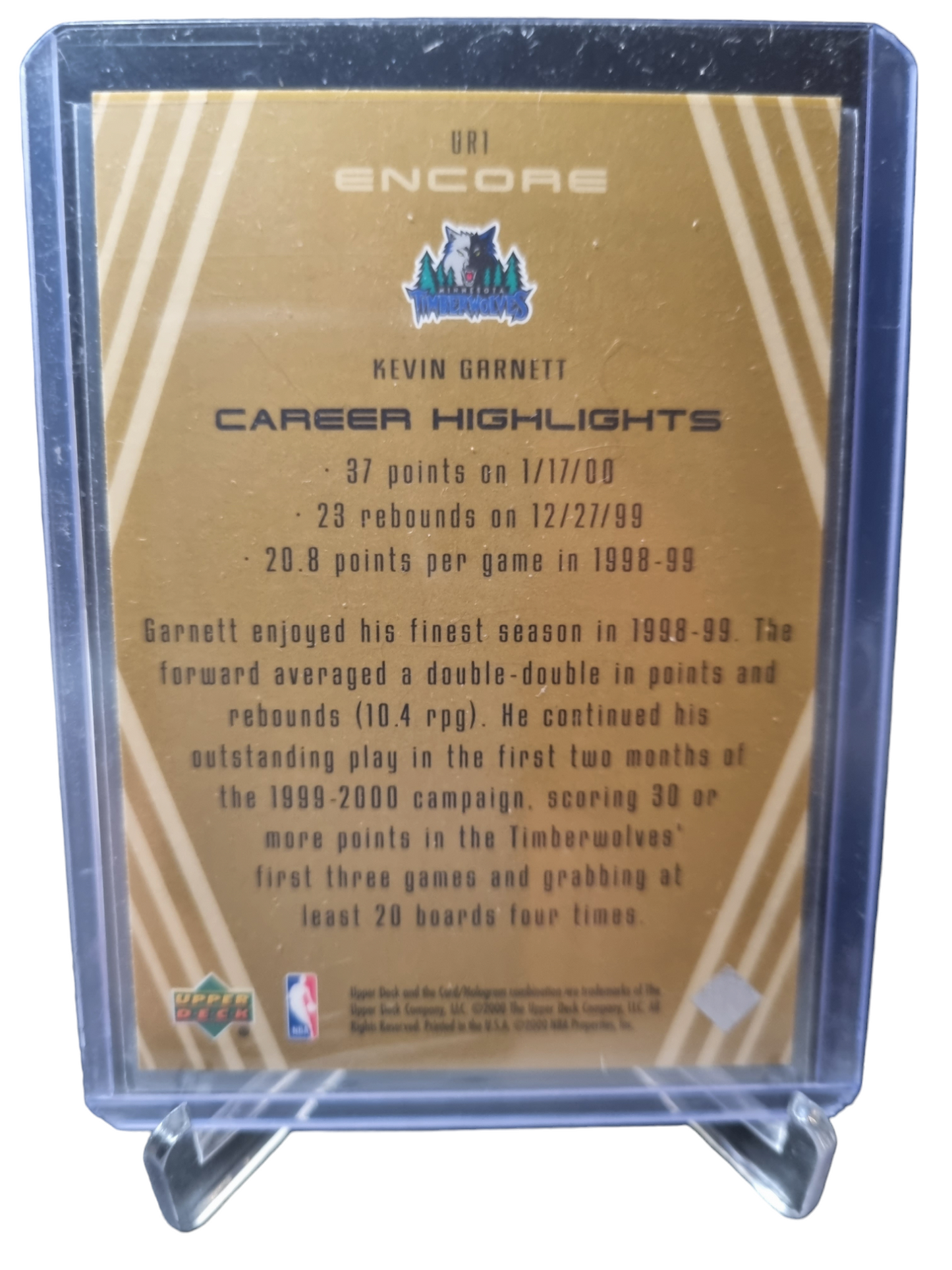 2000 Upper Deck #UR1 Kevin Garnett Upper Realm