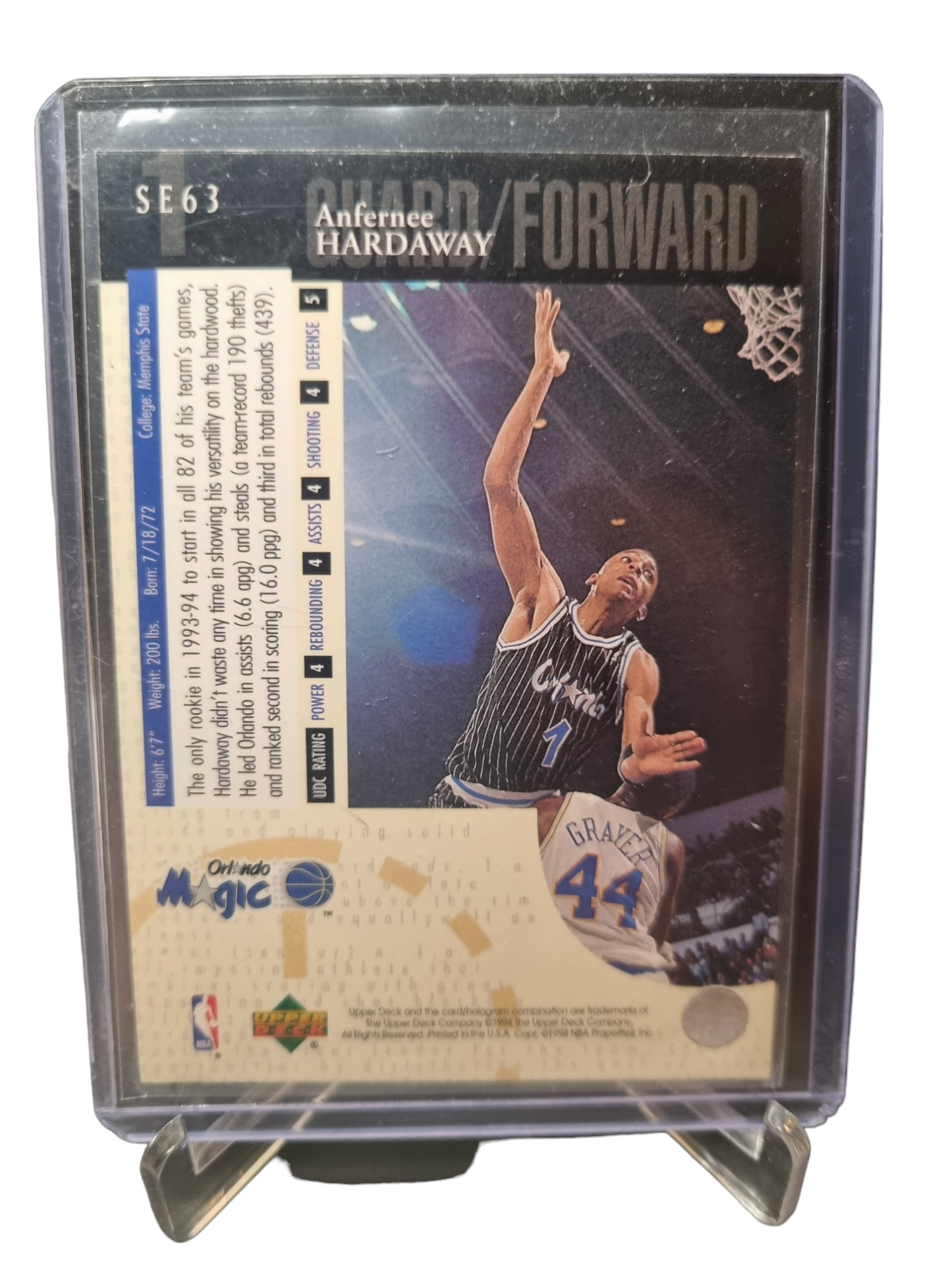 1994 Upper Deck #SE63 Anfernee Hardaway Guard/Forward