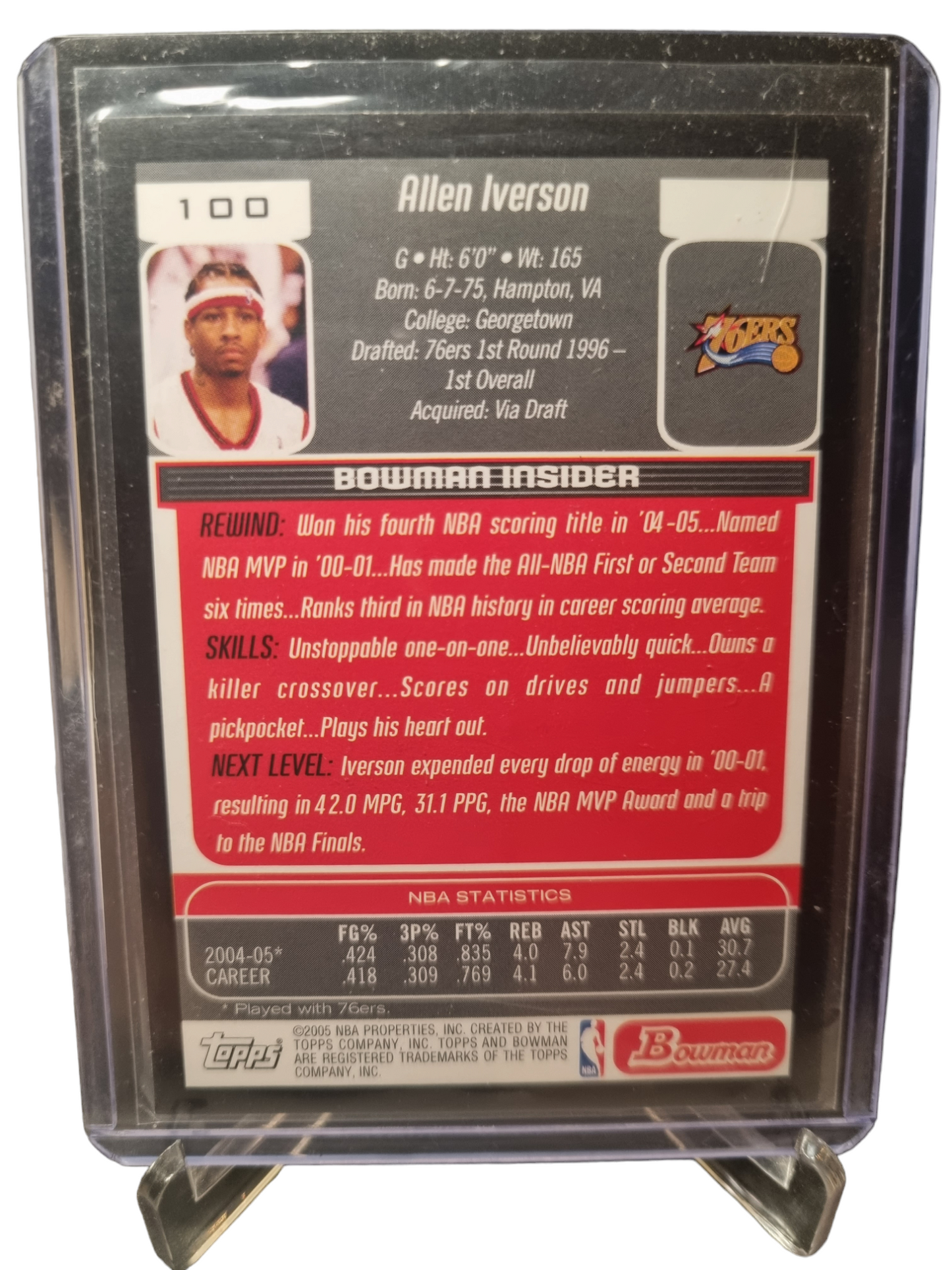 2005 Topps Bowman #100 Allen Iverson Draft Picks And Prospects