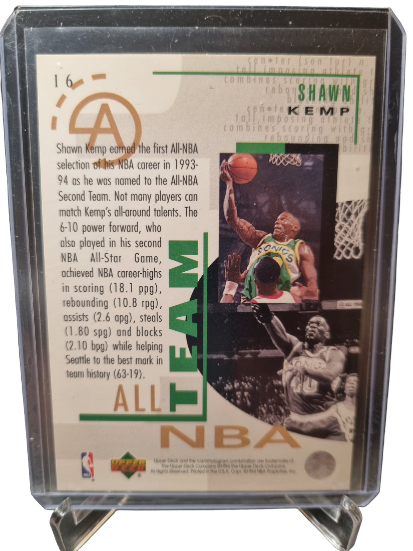 1994 Upper Deck #16 Shawn Kemp All NBA Team