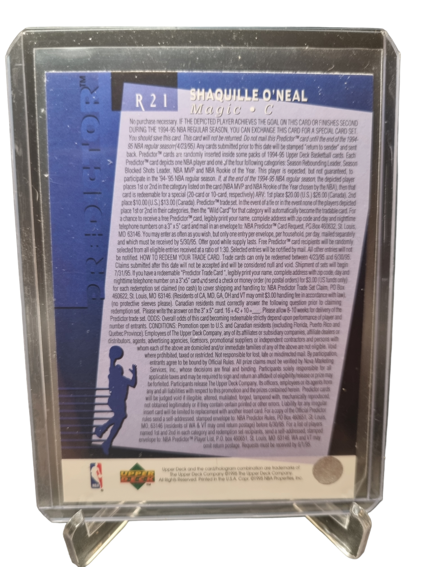 1995 Upper Deck #R21 Shaquille O'Neal Rebound Predictor