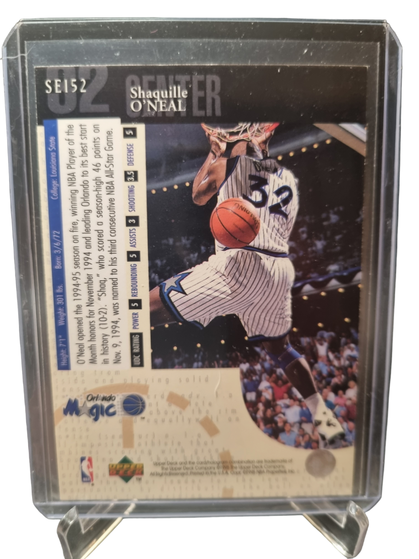 1995 Upper Deck #SE152 Shaquille O'Neal Centre