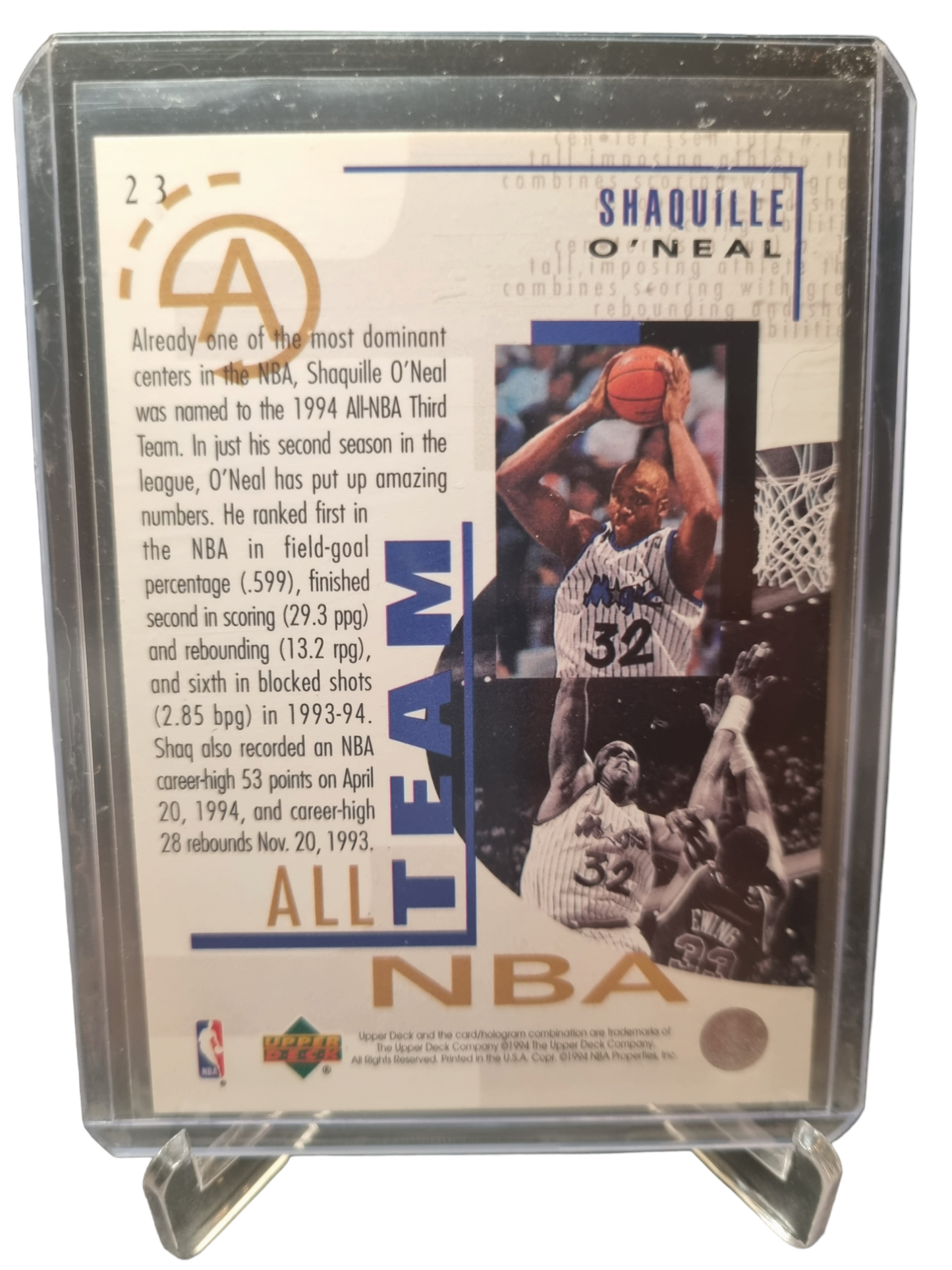 1994 Upper Deck #23 Shaquille O'Neal All NBA Team