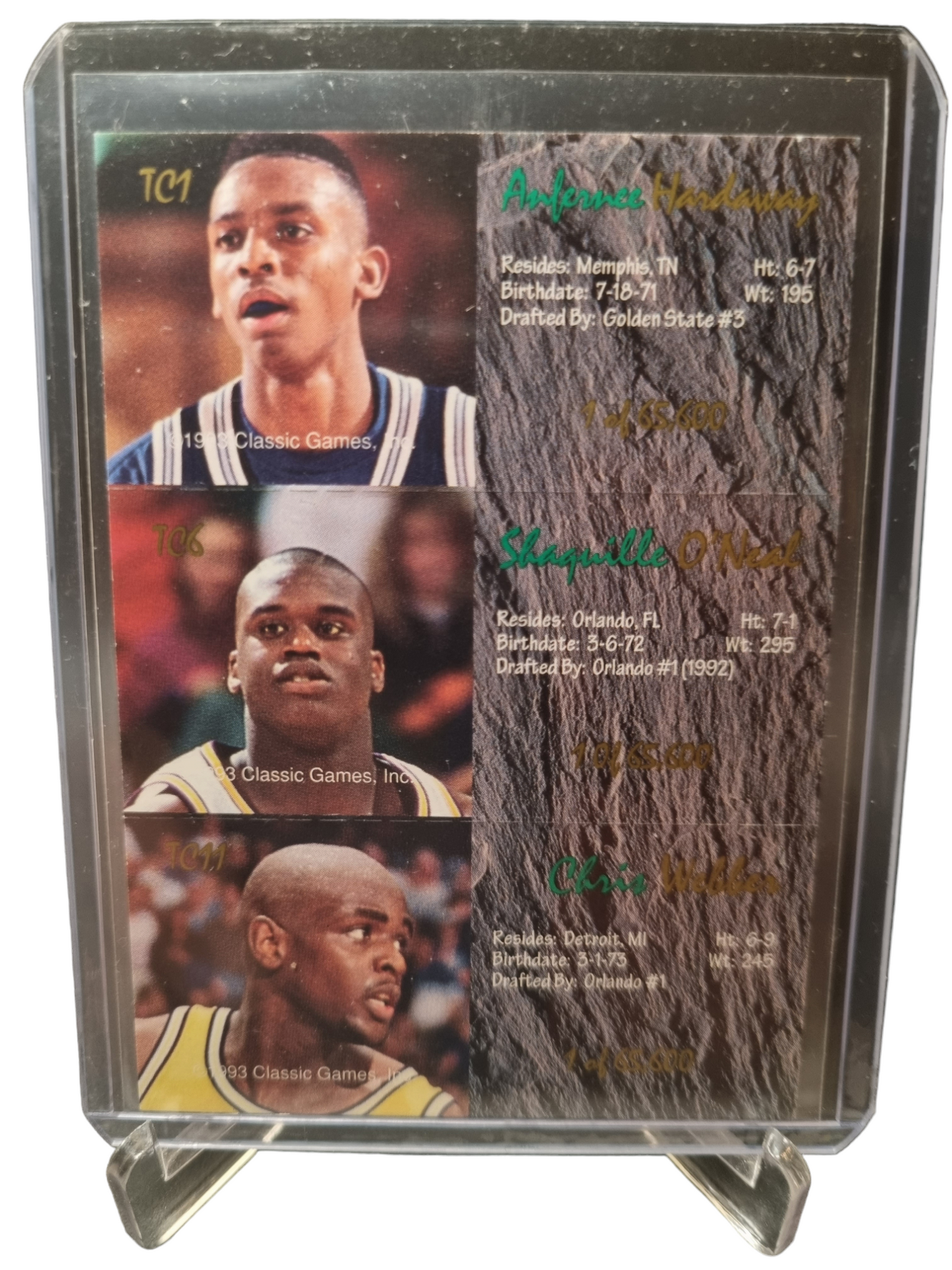 1993 Classic #TC1 TC6 TC11 Shaquille O'Neal/Anfernee Hardaway/Chris Webber Rookie Card