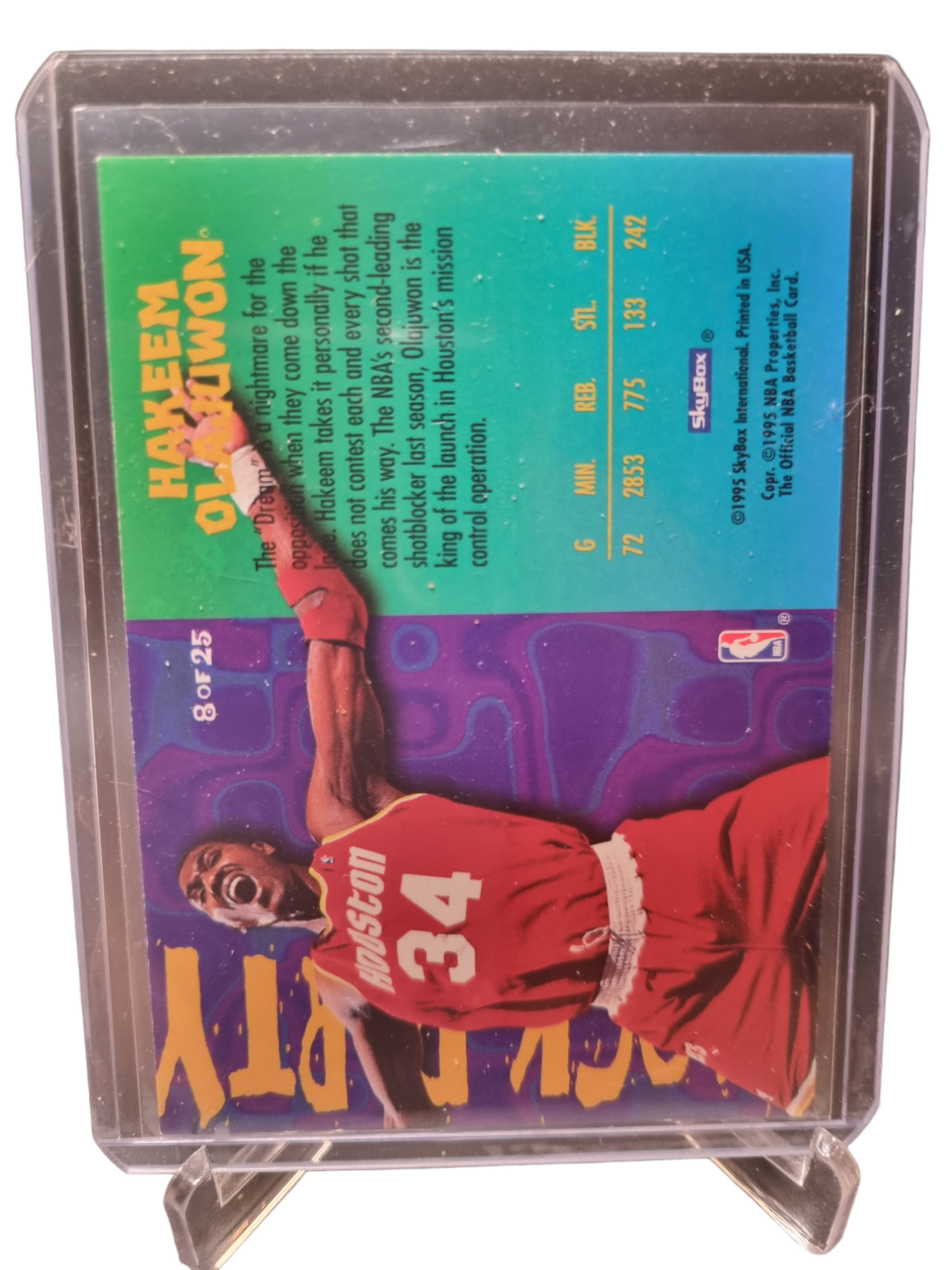 1995 Skybox #8 of 25 Hakeem Olajuwon Block Party