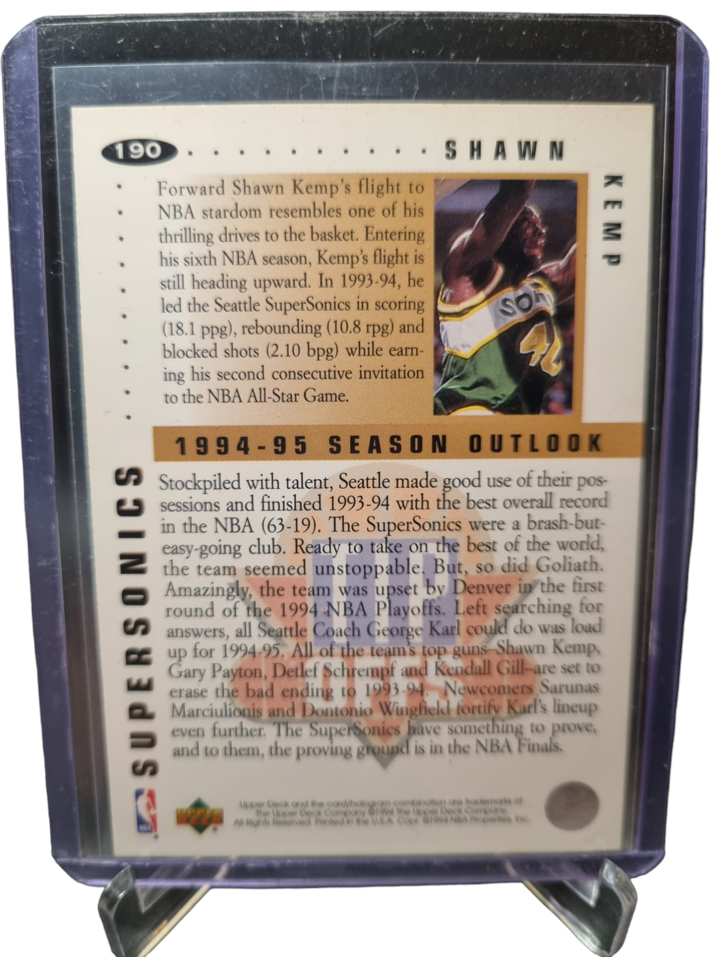 1994 Upper Deck #190 Shawn Kemp Tip Offs Silver Signature