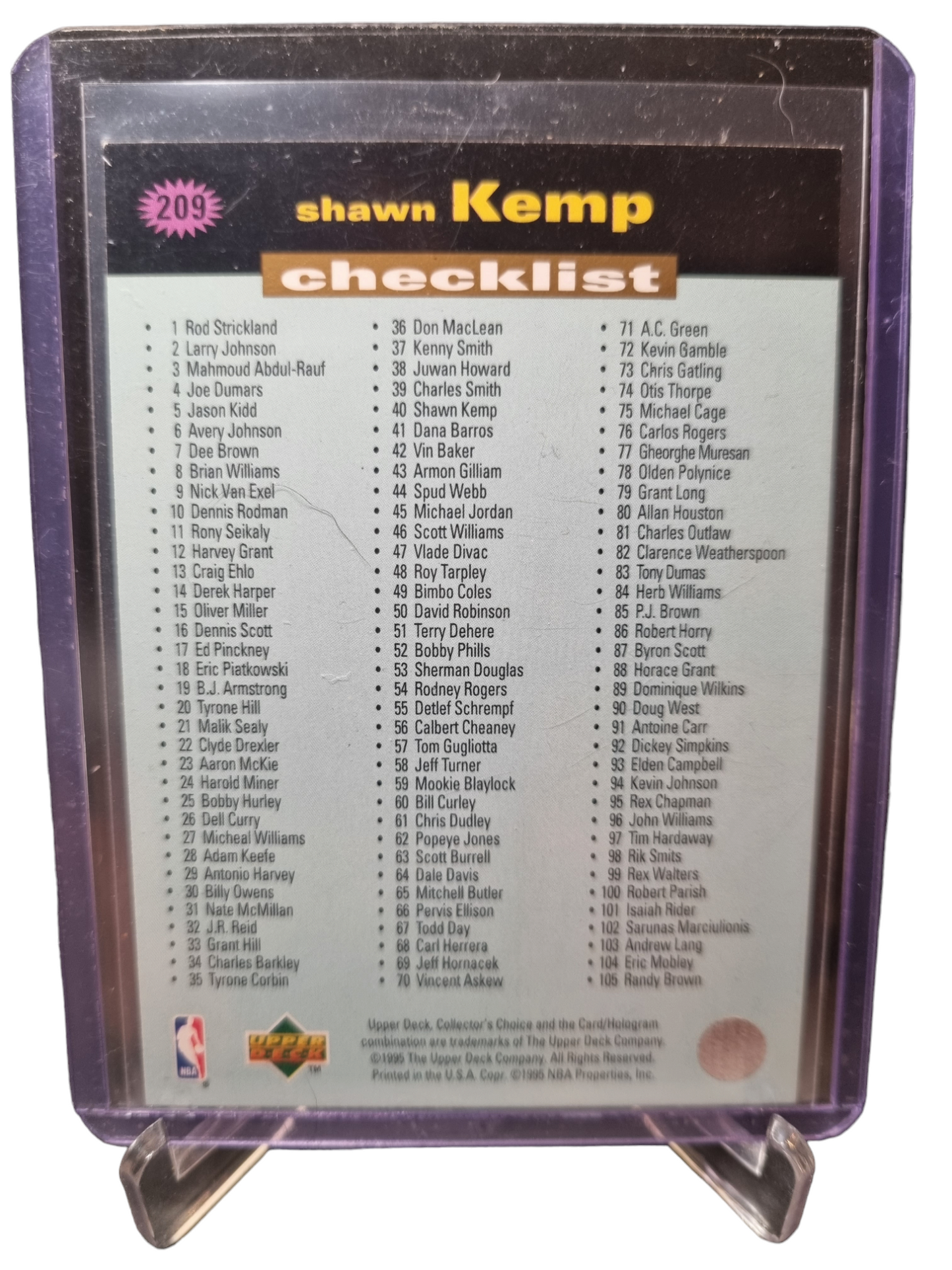 1995 Upper Deck #209 Shawn Kemp Checklist