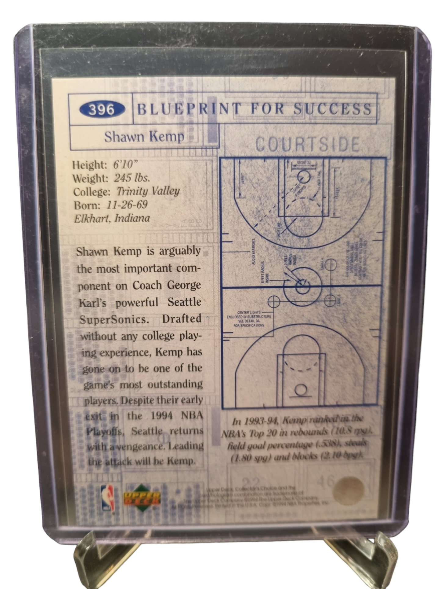 1994 Upper Deck #396 Shawn Kemp Blue Print Silver Signature