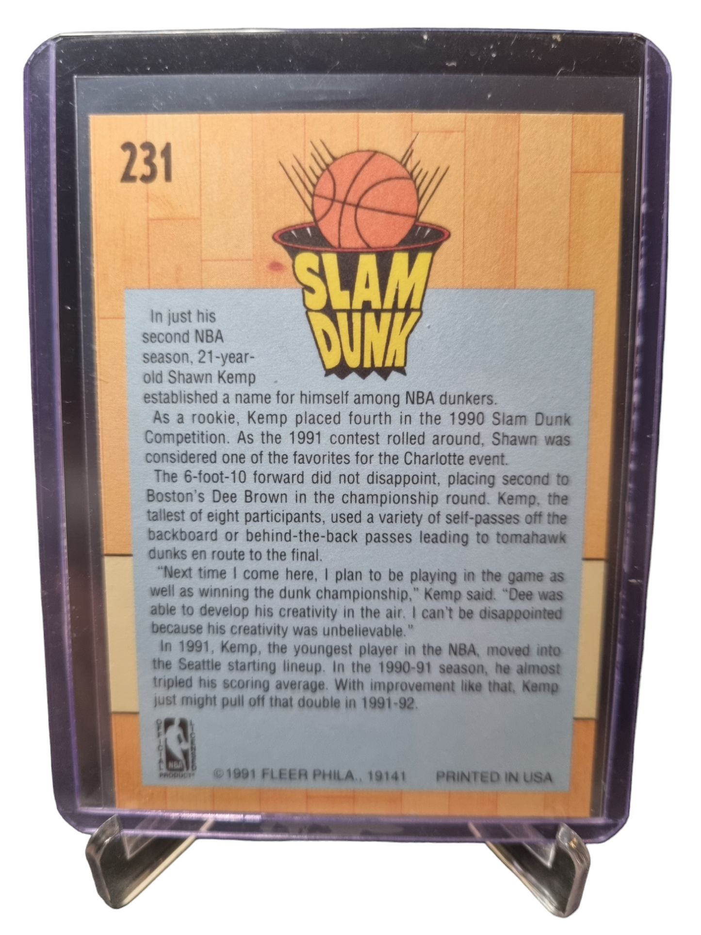 1991 Fleer #231 Shawn Kemp Slam Dunk