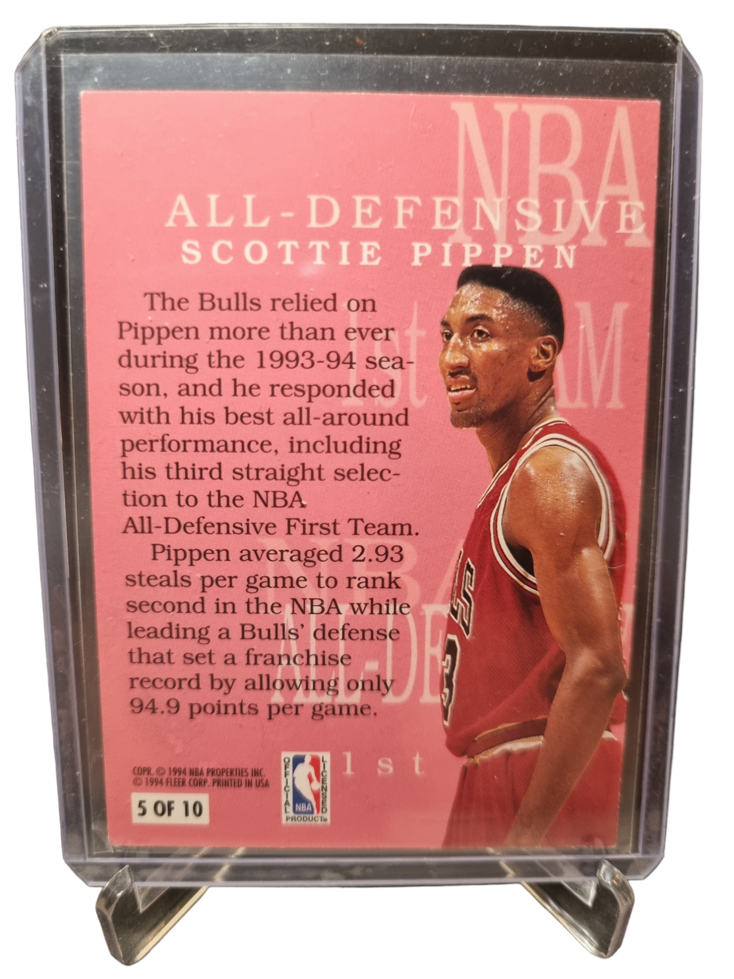 1994-95 Fleer #5 of 10 Scottie Pippen All Defensive Team