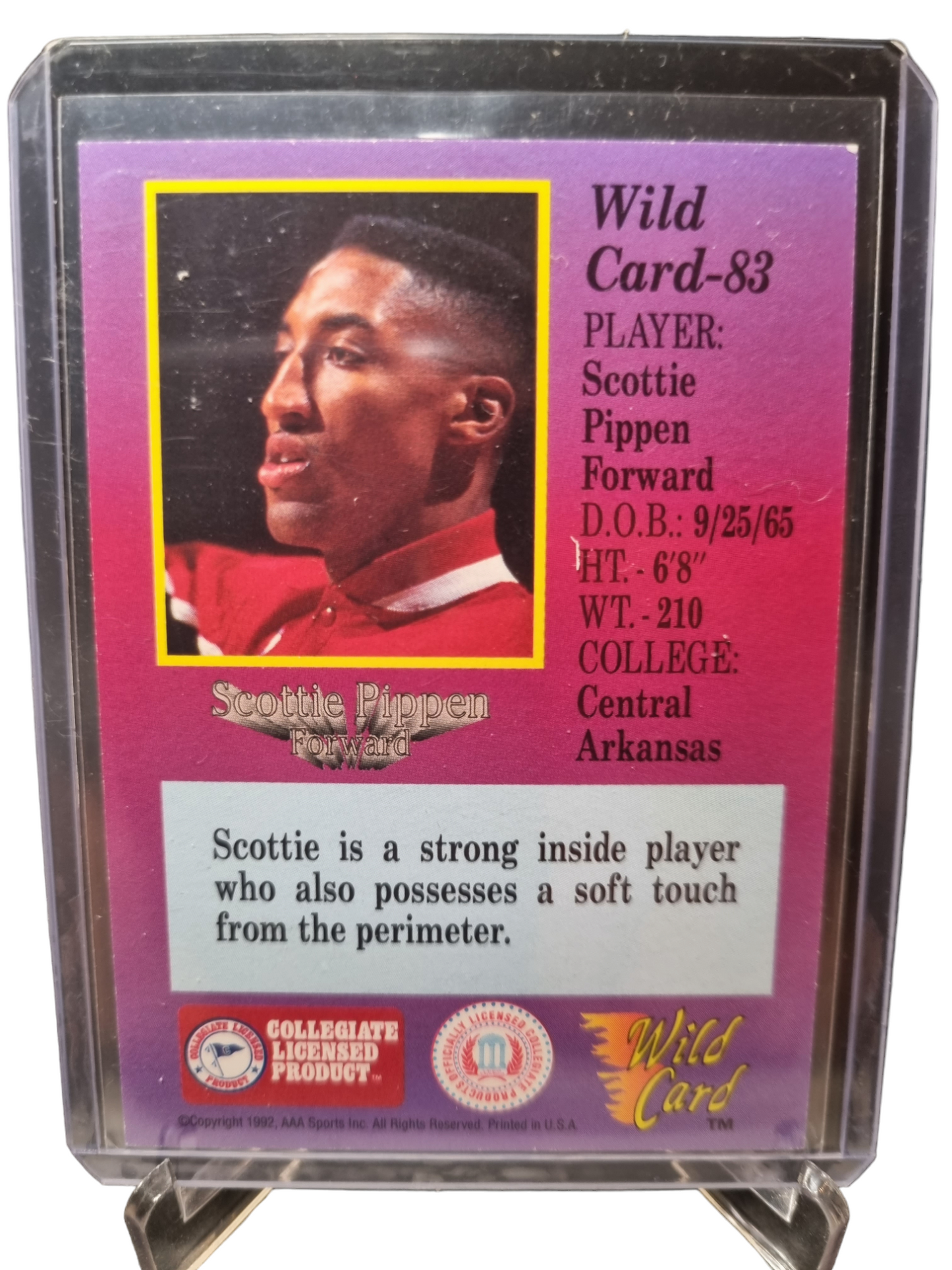 1992 Collegiate #83 Scottie Pippen Wild Card