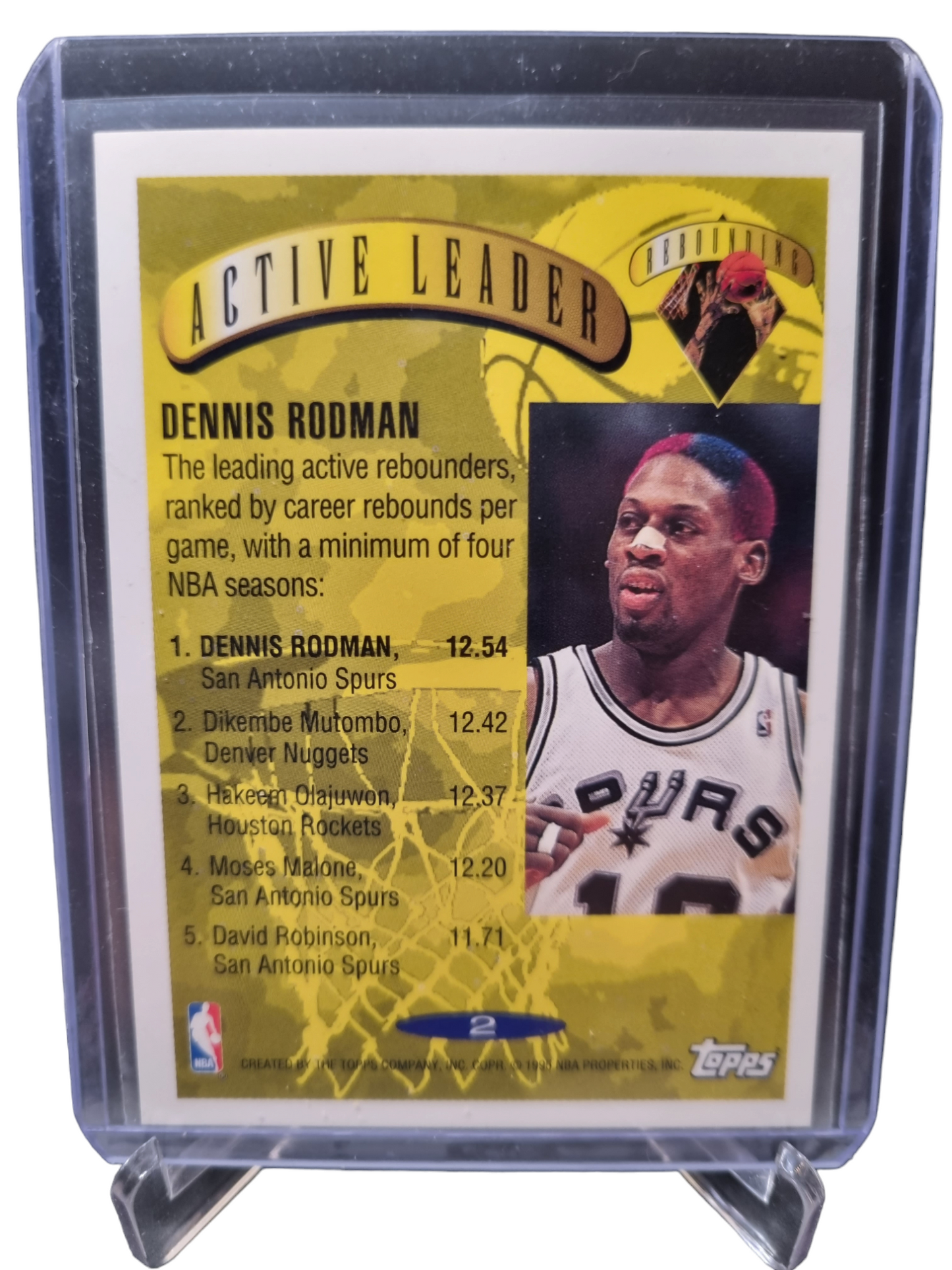 1995 Topps #2 Dennis Rodman Active Leader Rebounding