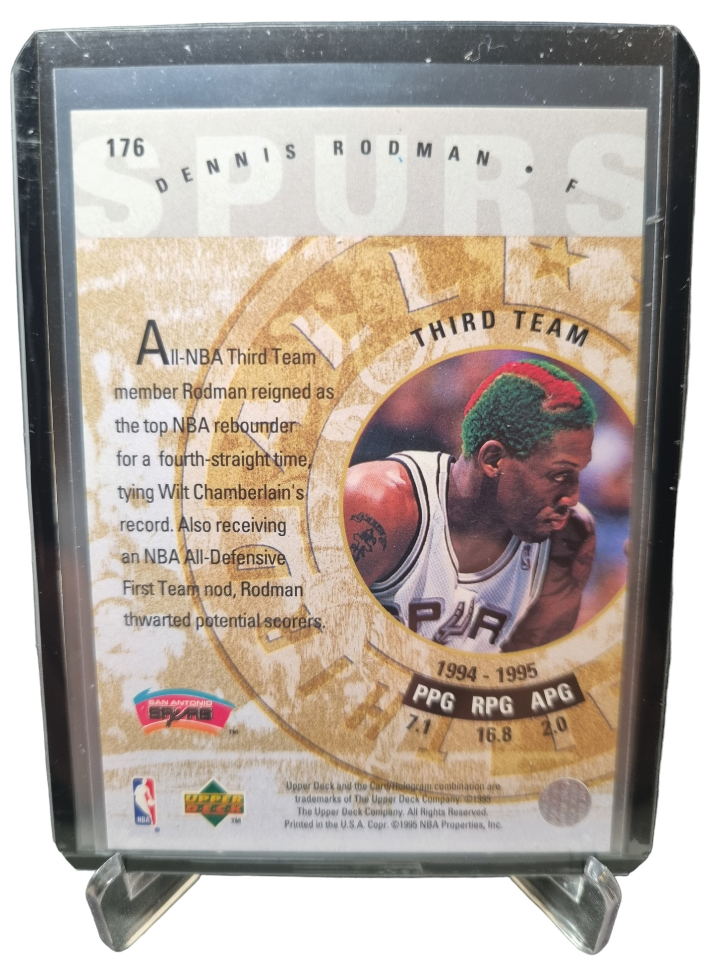 1995 Upper Deck #176 Dennis Rodman NBA All Third Team