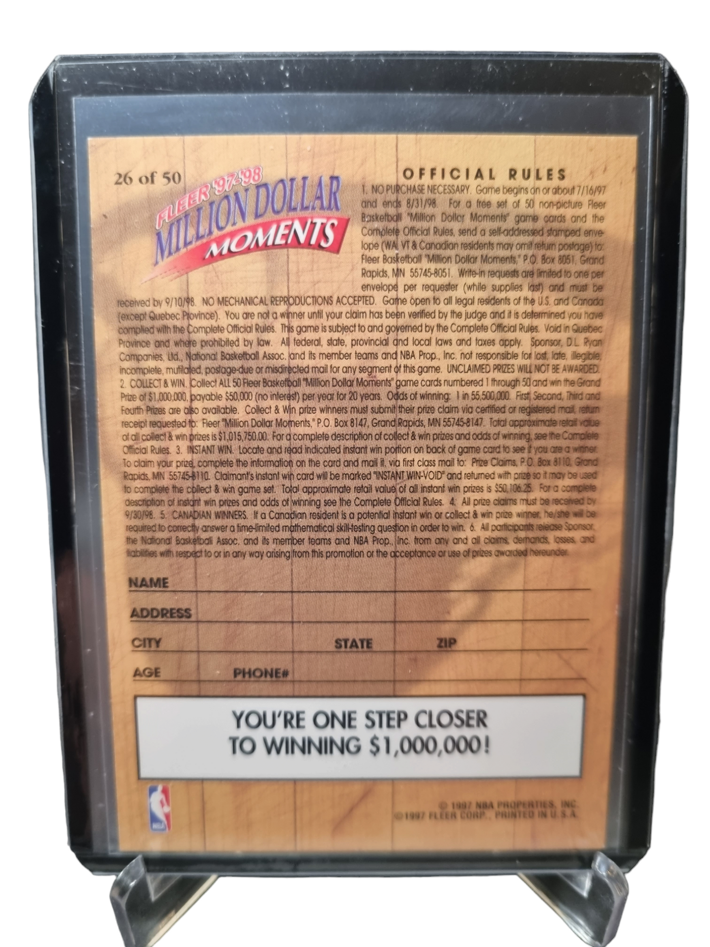 1997 Fleer #26 of 50 Dennis Rodman Million dollar Moments