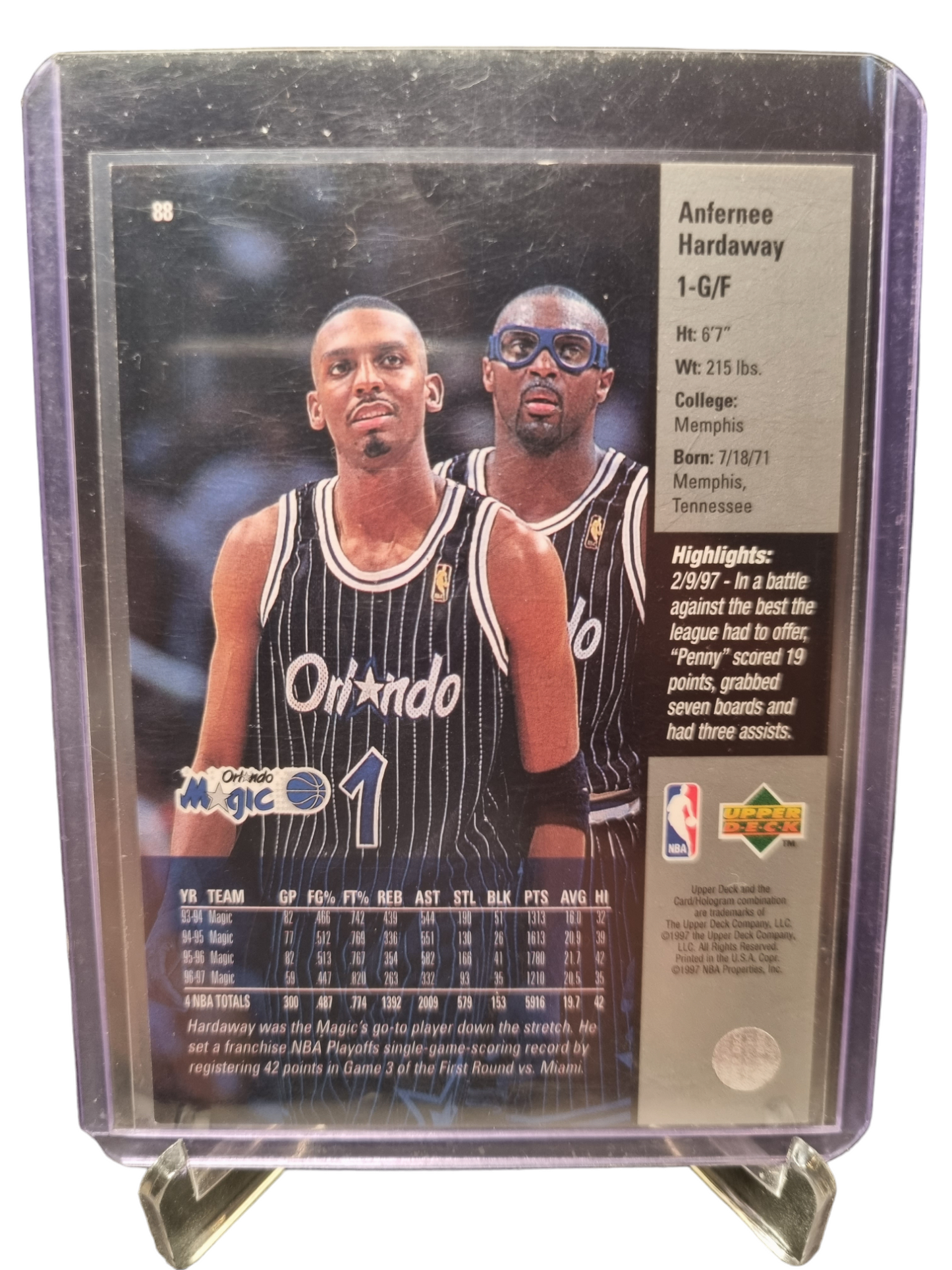 1997 Upper Deck #88 Anfernee Hardaway Game Dated