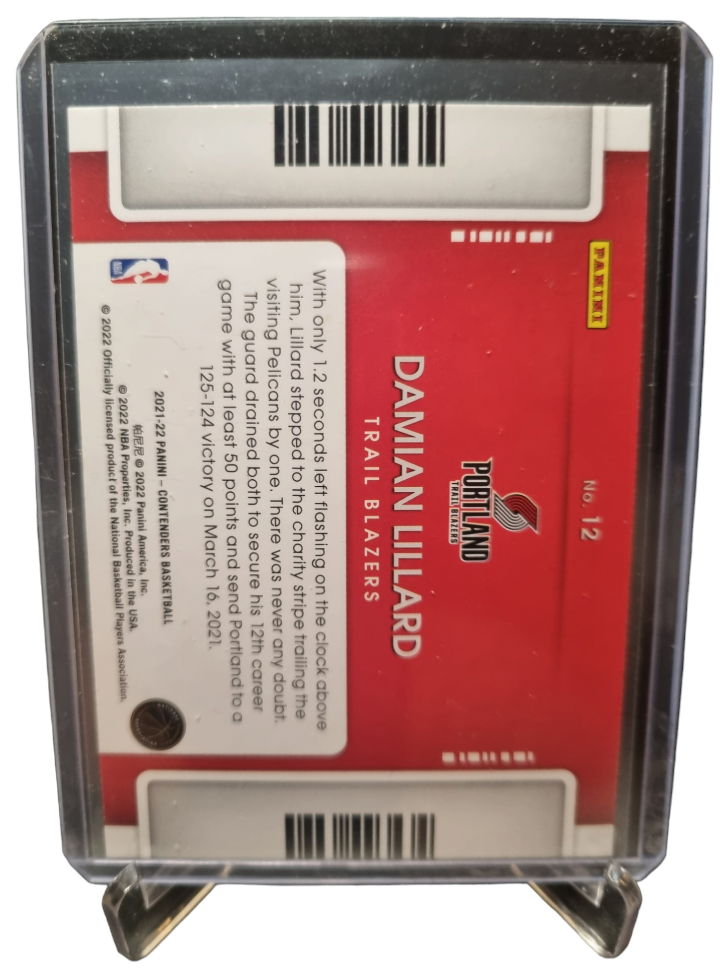 2021-22 Panini Contenders #12 Damian Lillard Game Night Ticket