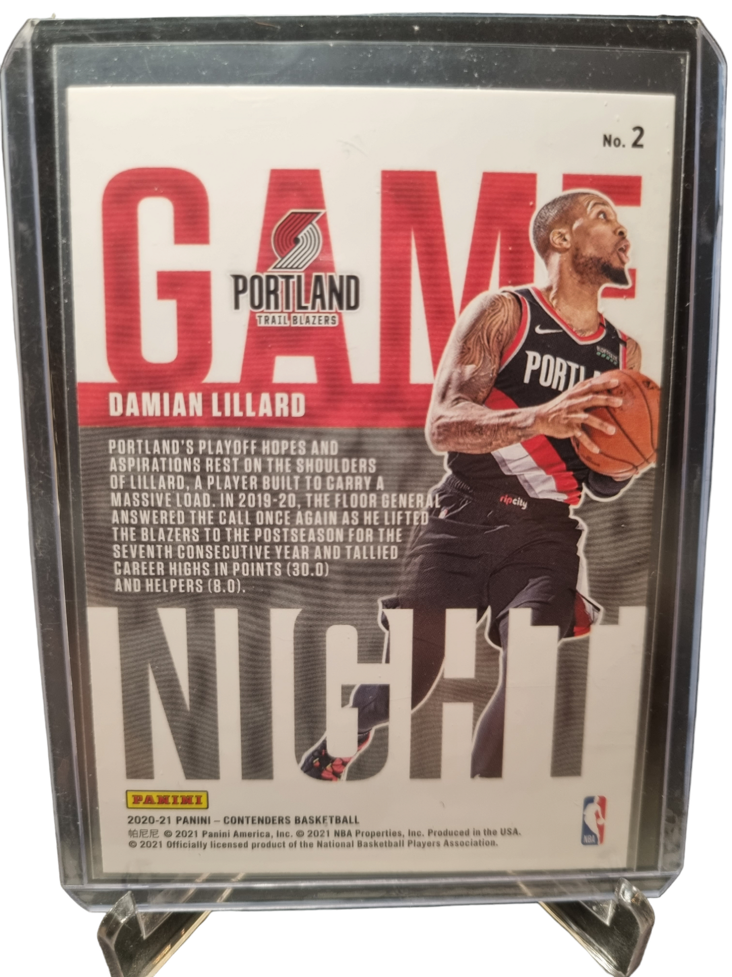 2020-21 Panini Contenders #2 Damian Lillard Game Night Ticket