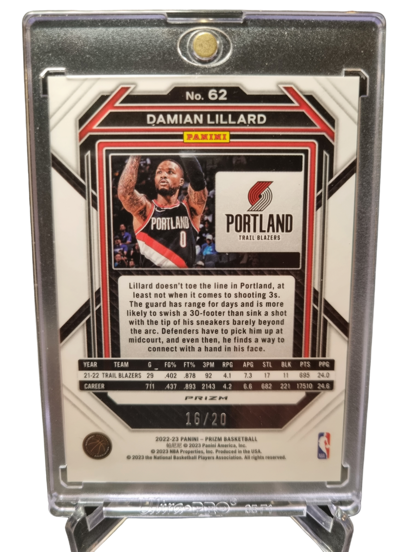 2022-23 Panini Prizm #62 Damian Lillard Fast Break Disco 16/20