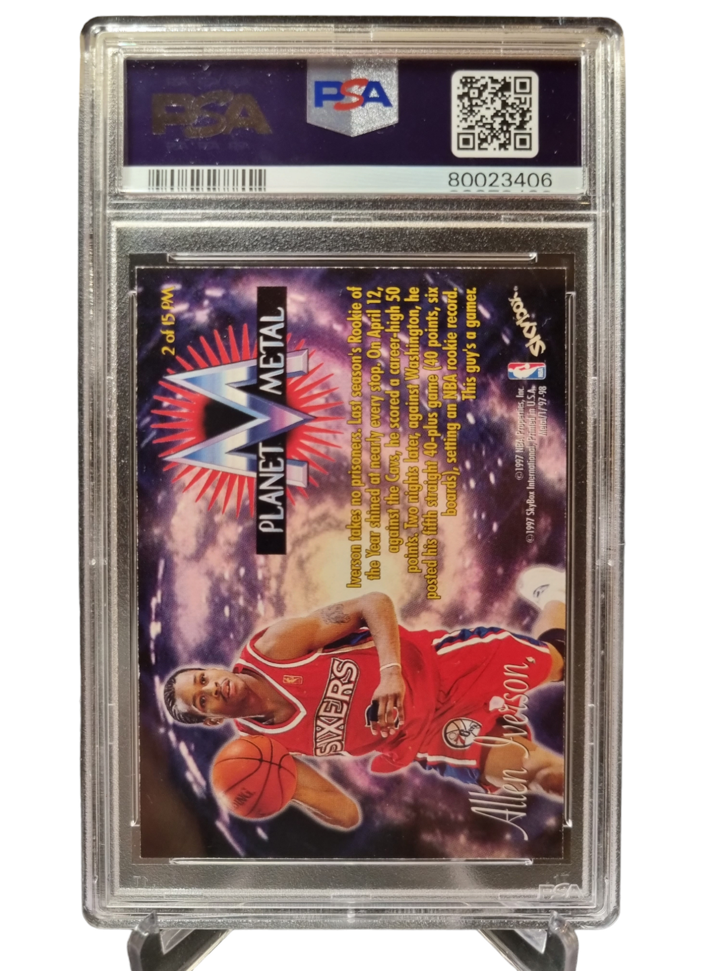 1997 Metal Universe #2 Allen Iverson Rookie Card Planet Metal