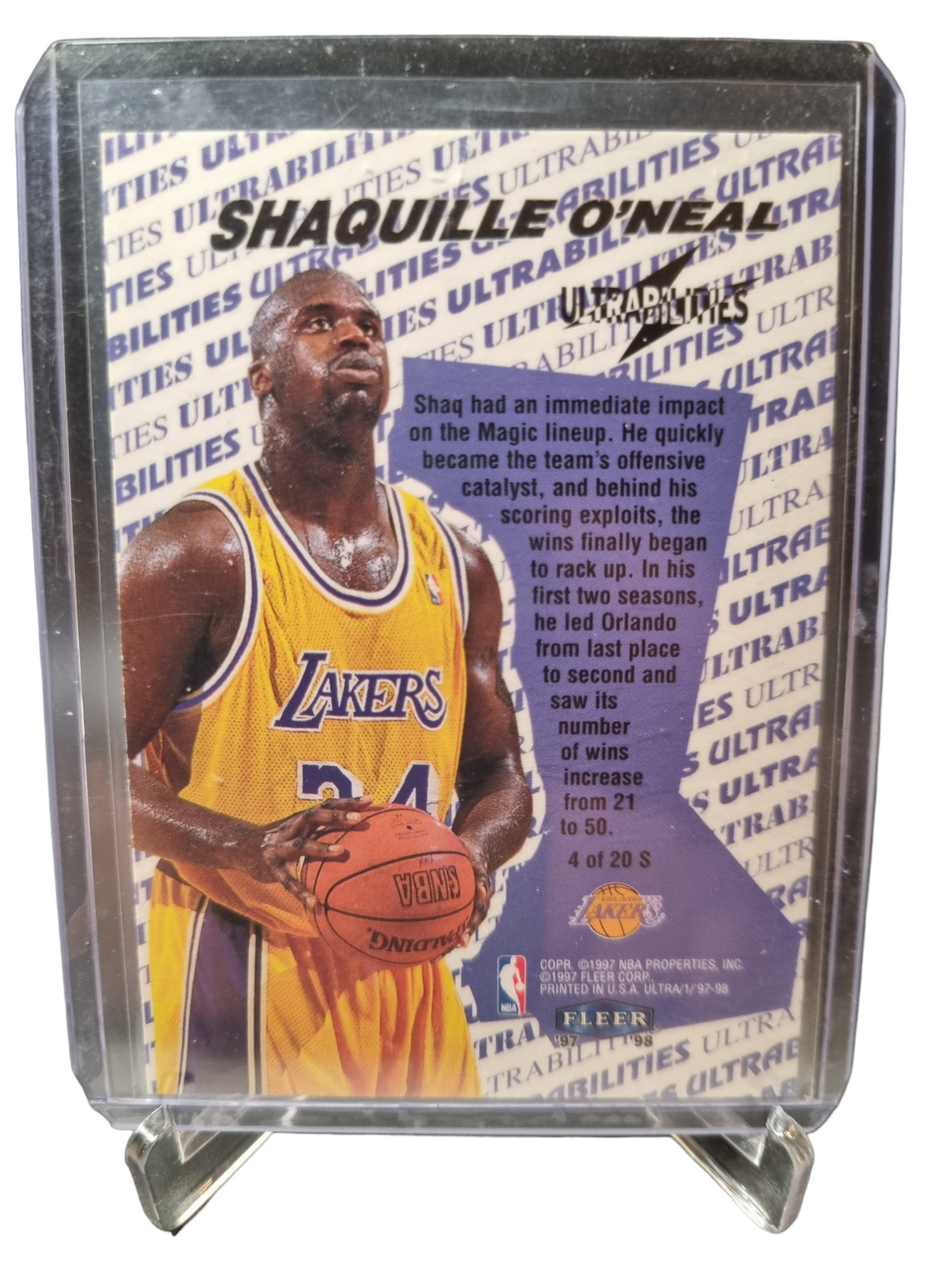 1997-98 Fleer #4 of 20 Shaquille O'Neal Ultrabilities Starter