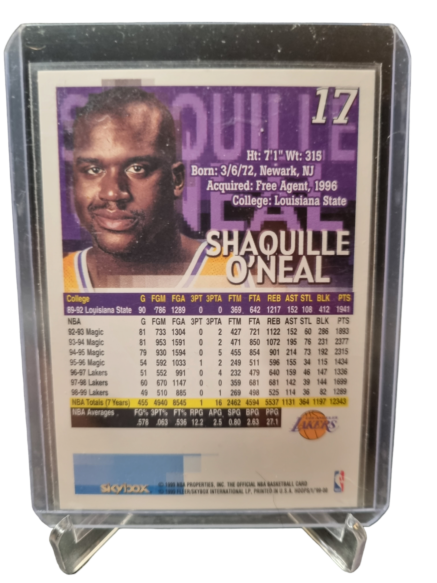 1999 Hoops/Skybox #17 Shaquille O'Neal