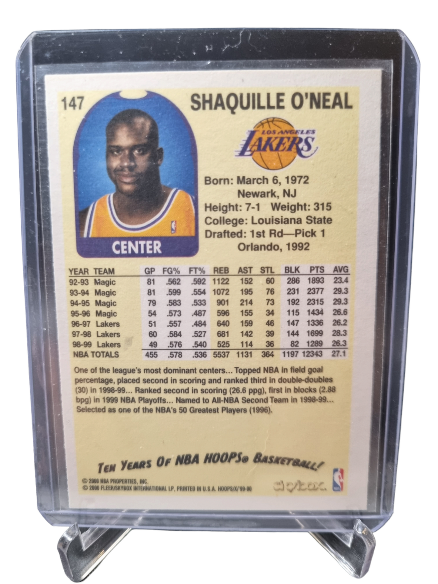 2000 Hoops/Skybox #147 Shaquille O'Neal