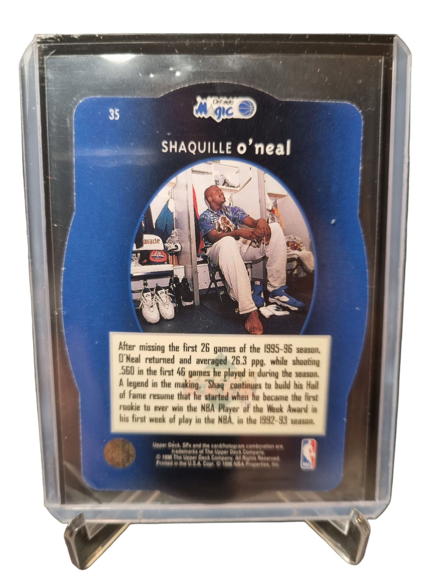 1996 Upper Deck SPX #35 Shaquille O'Neal Die Cut Hologram