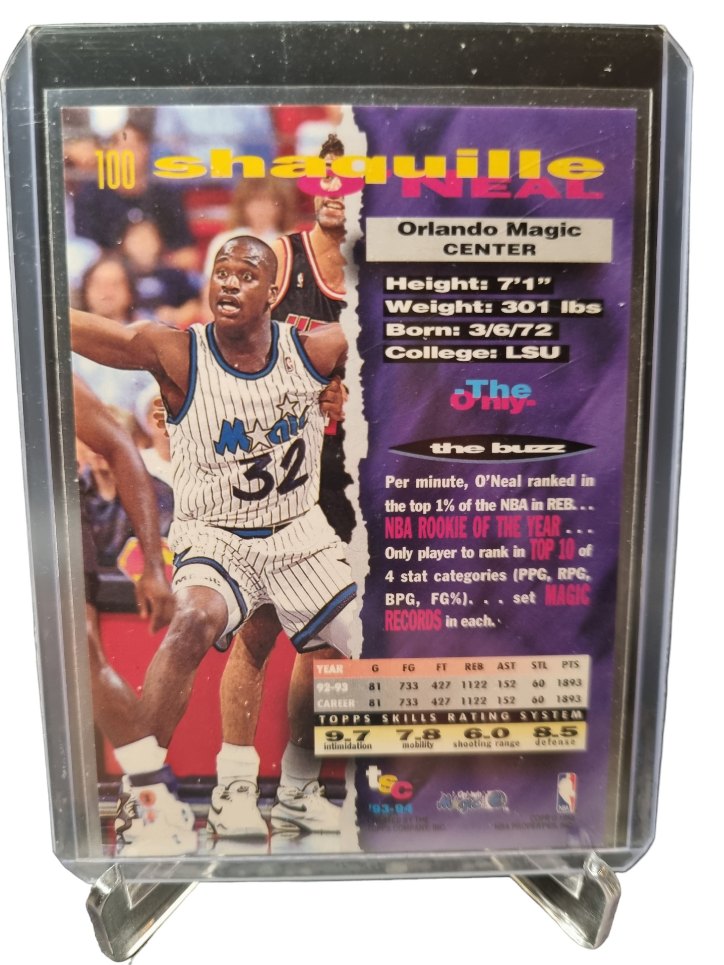 1993-94 Topps Stadium Club #100 Shaquille O'Neal