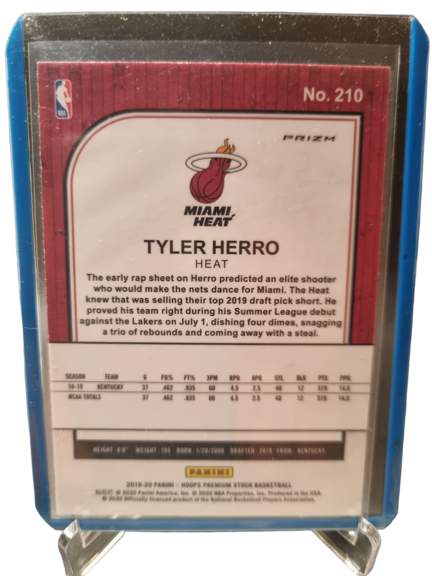 2019-20 Panini Hoops Premium Stock #210 Tyler Herro Rookie Card Cracked Ice