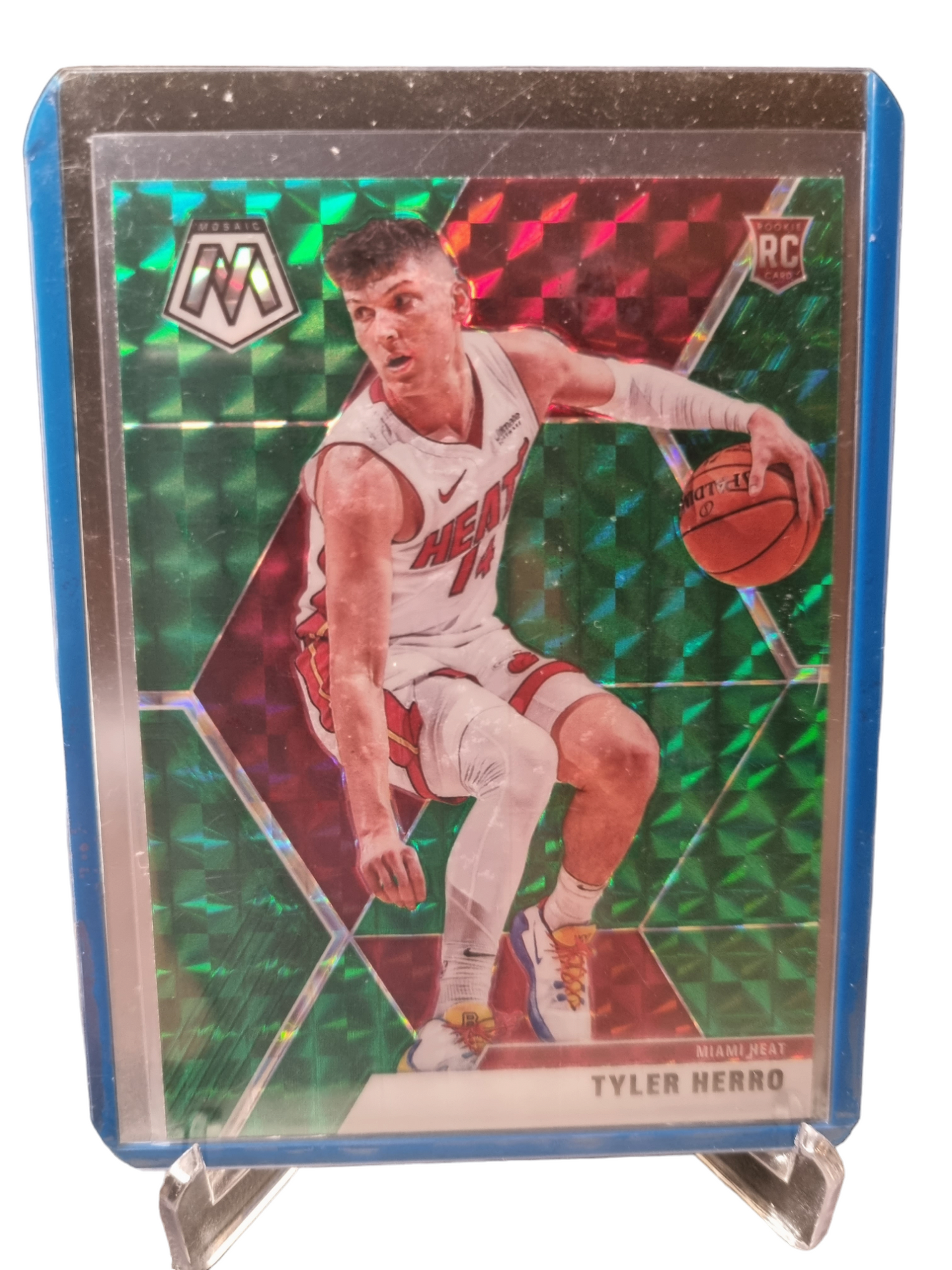 2019-20 Panini Mosaic #223 Tyler Herro Rookie Card Green Mosaic Prizm