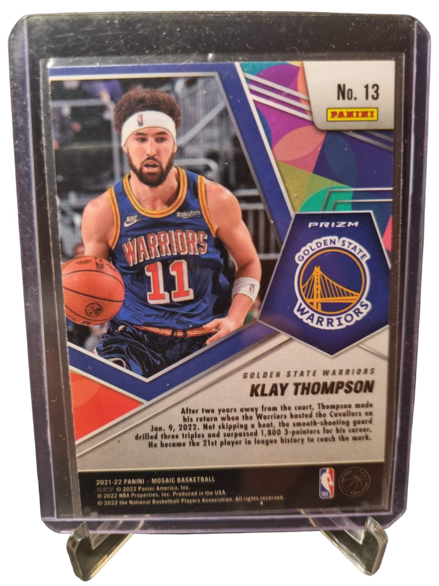 2021-22 Panini Mosaic #13 Klay Thompson Mosaic Prizm Swagger