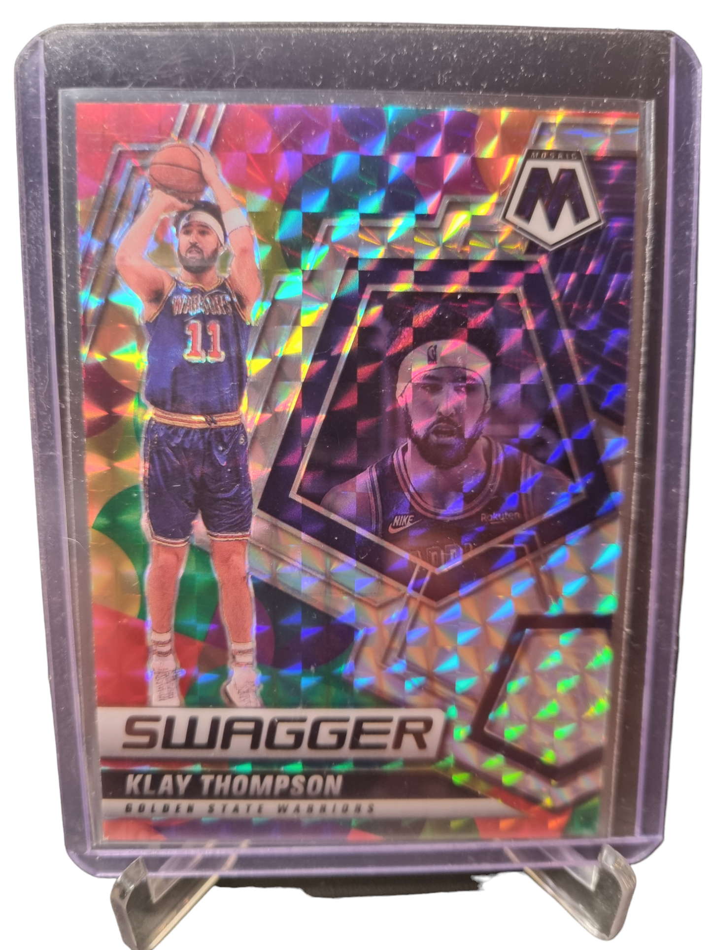 2021-22 Panini Mosaic #13 Klay Thompson Mosaic Prizm Swagger