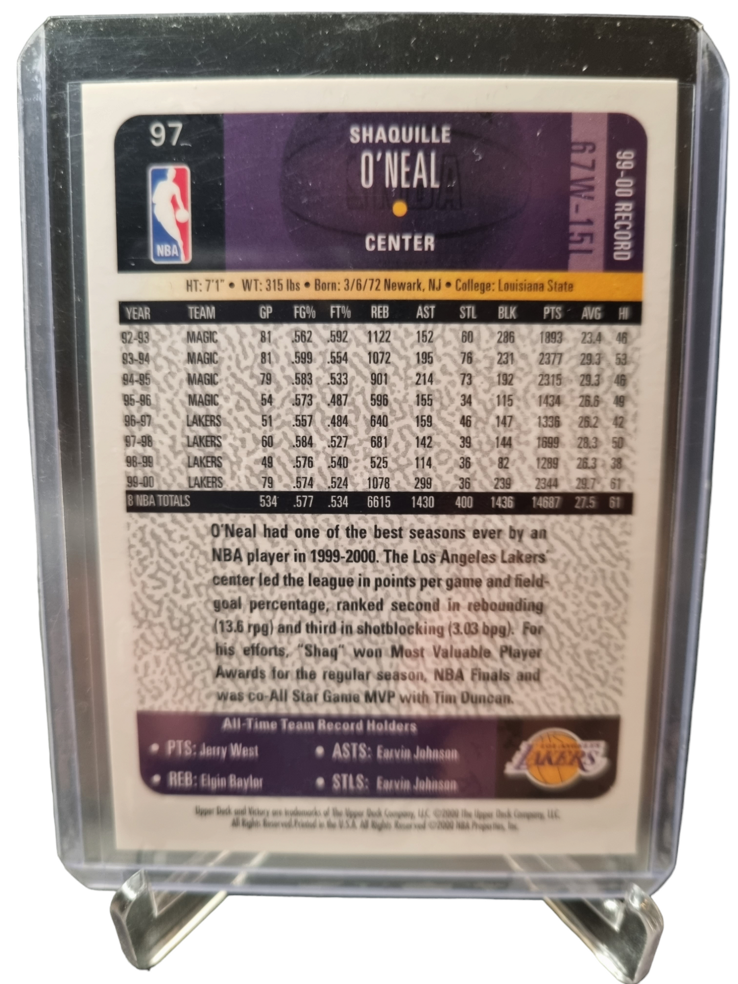 2000 Upper Deck #97 Shaquille O'Neal Victory