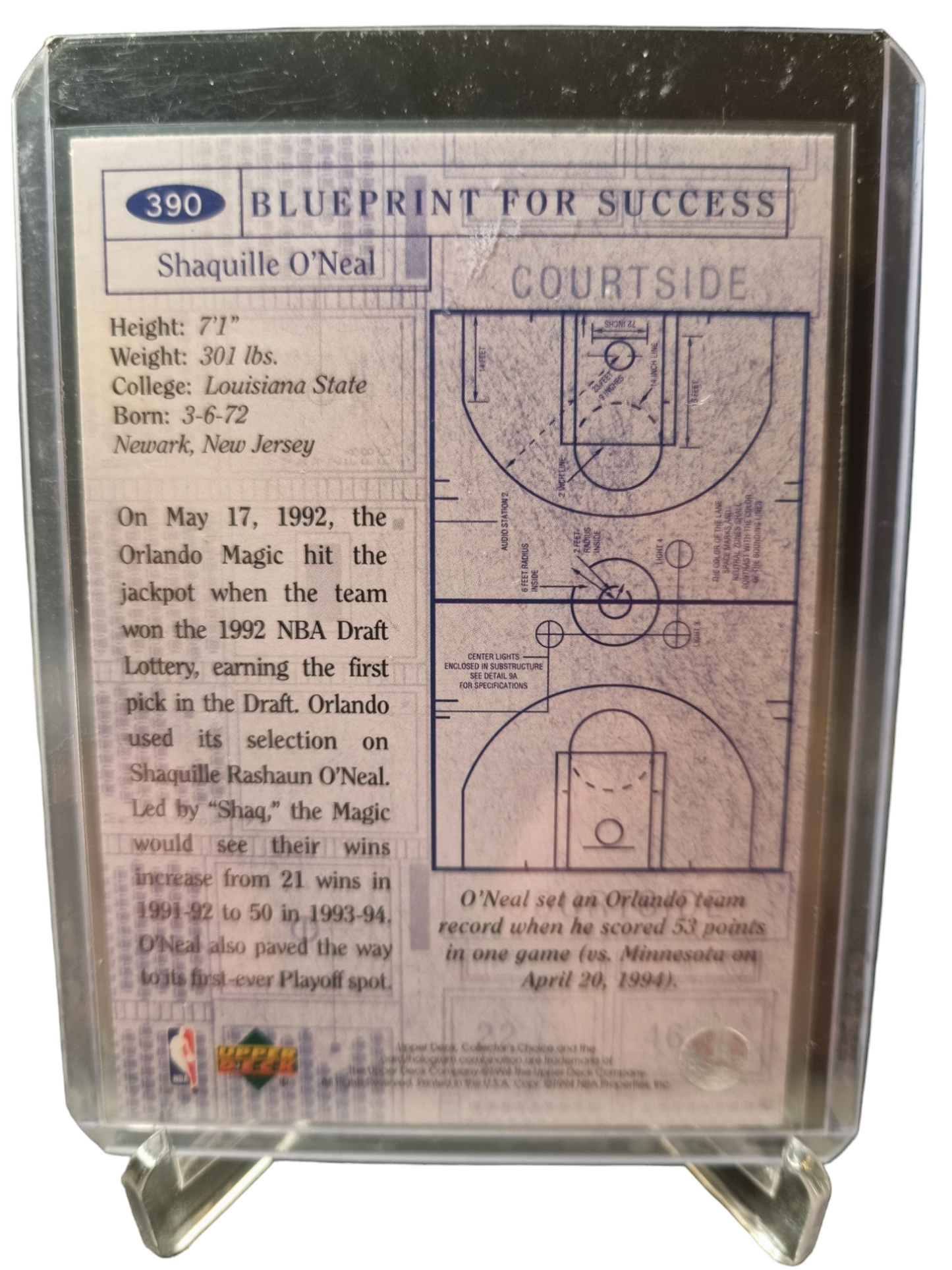 1994 Upper Deck #390 Shaquille O'Neal Blue Print