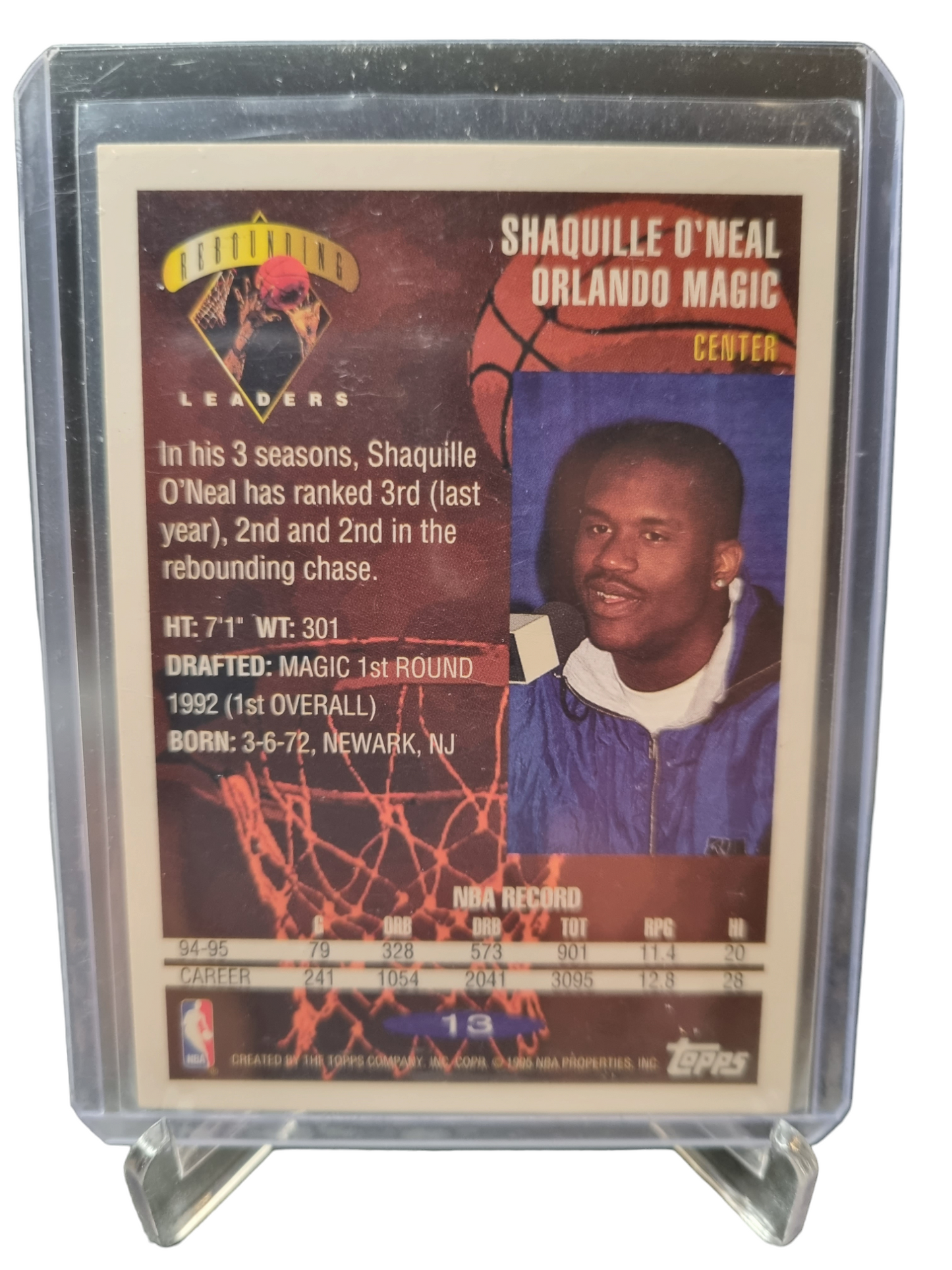 1995 Topps #13 Shaquille O'Neal Rebounding Leaders