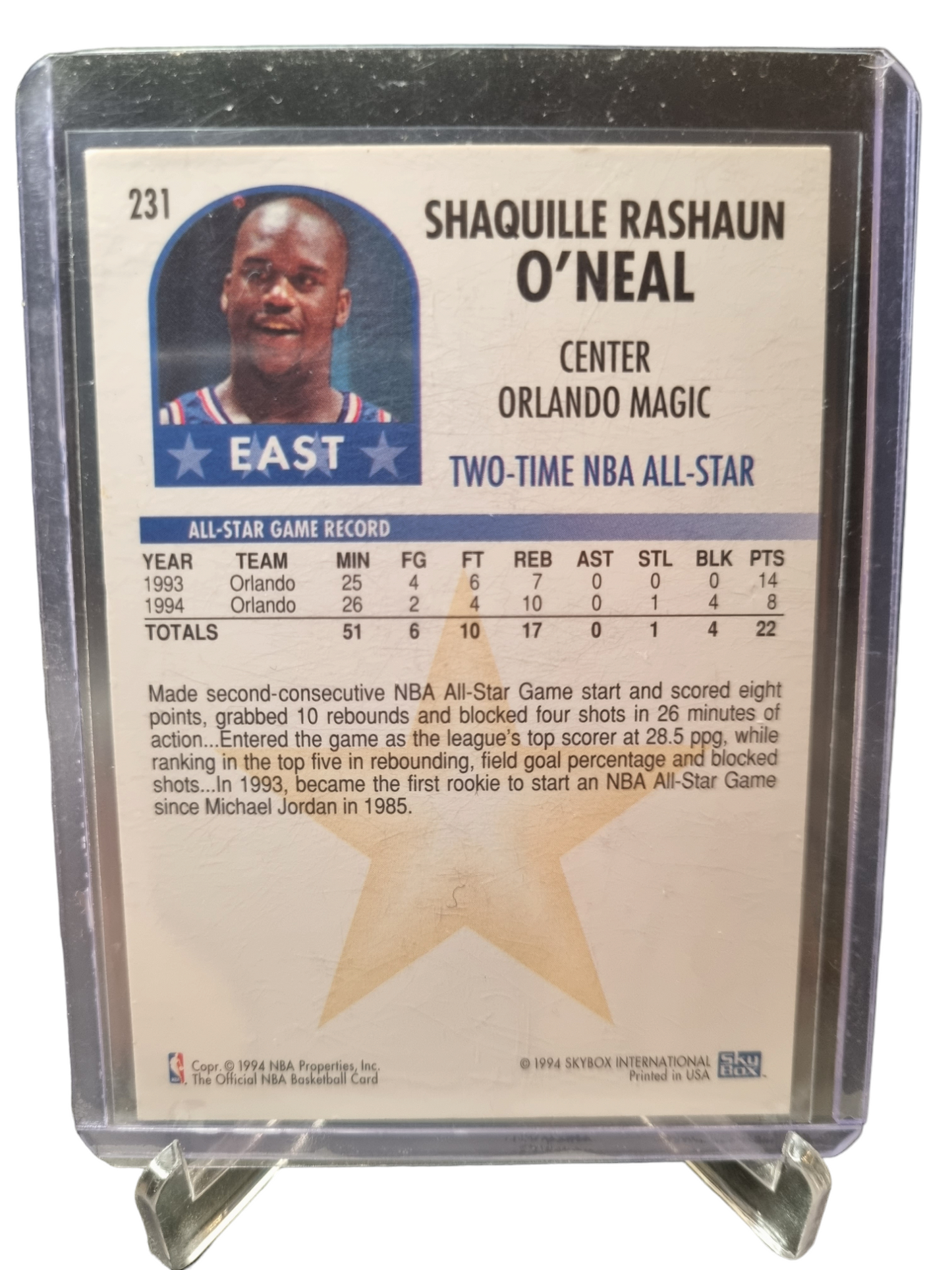 1994 Sky Box #231 Shaquille O'Neal All Star Weekend