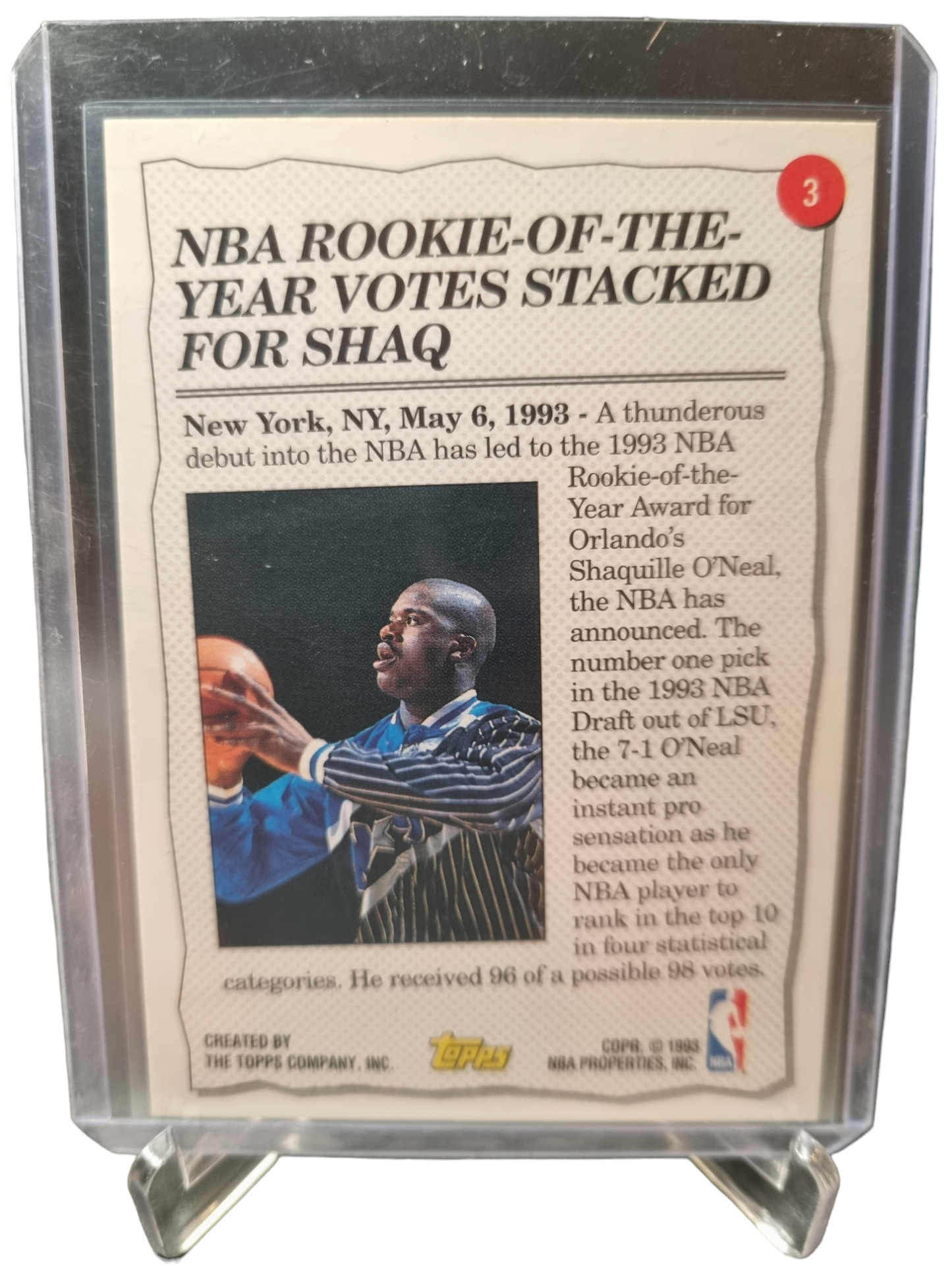 1993 Topps Gold #3 Shaquille O'Neal 1992 93 Highlight