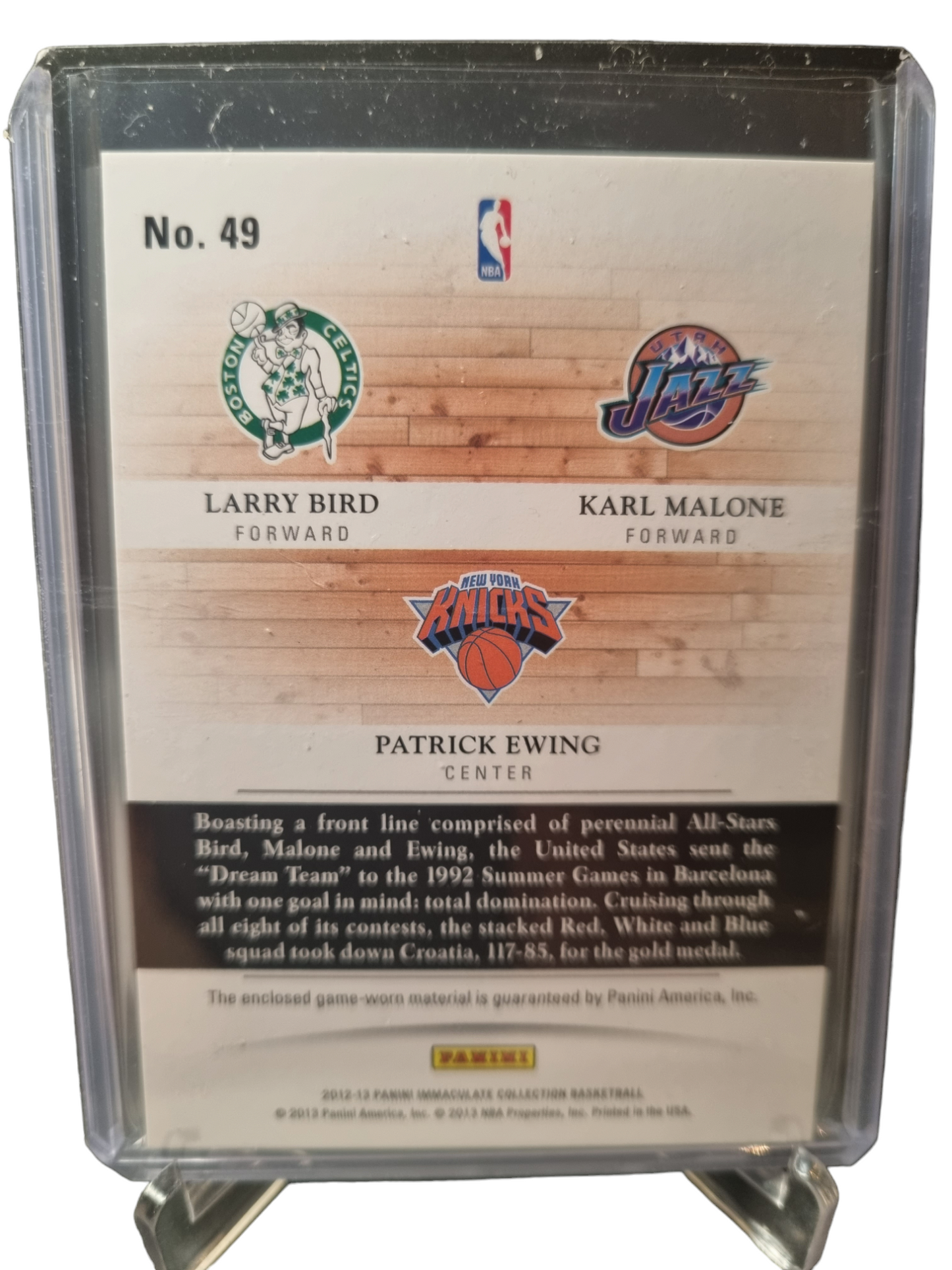 2012-13 Panini Immaculate #49 Larry Bird/Karl Malone/Patrick Ewing Triple Patch Game Worn 11/99