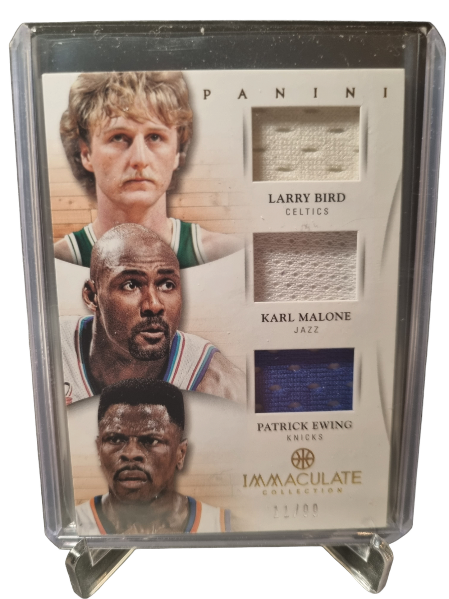 2012-13 Panini Immaculate #49 Larry Bird/Karl Malone/Patrick Ewing Triple Patch Game Worn 11/99