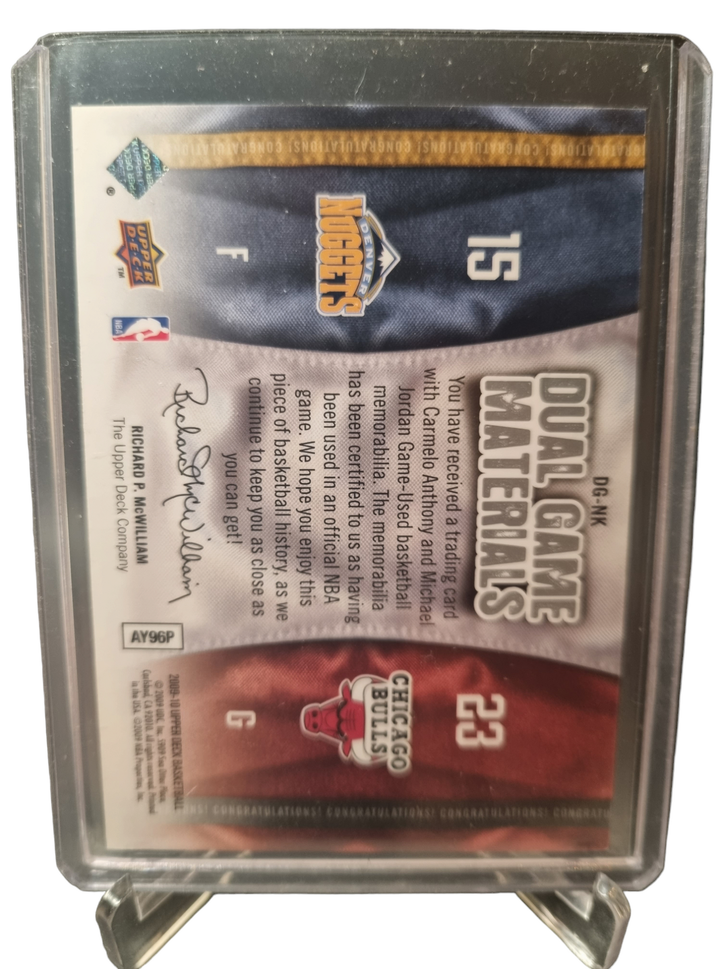 2009-10 Upper Deck #DG-NK Michael Jordan/Carmelo Anthony Duel Game Materials Game Worn Patches