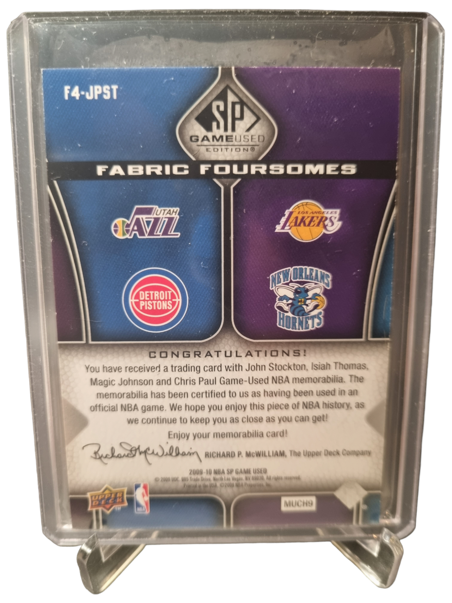 2009-10 NBA SP Game Used #F4-JPST John Stockton/Isiah Thomas/Magic Johnson/Chris Paul Fabric Foursomes