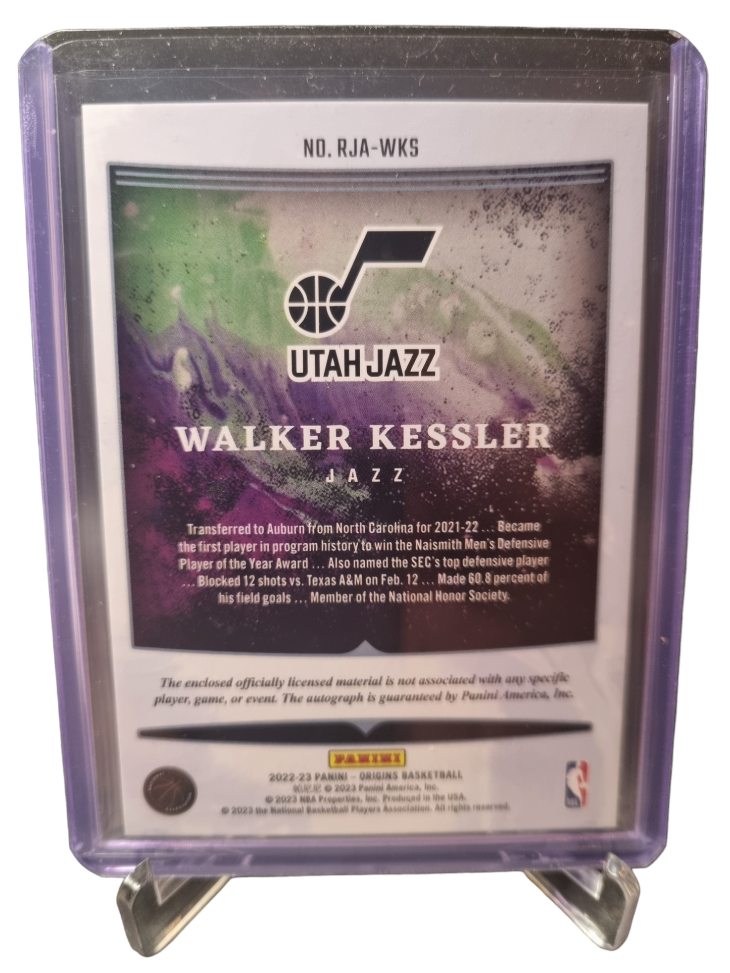 2022-23 Panini Origins #RJA-WKS Walker Kessler Rookie Card Patch Autograph