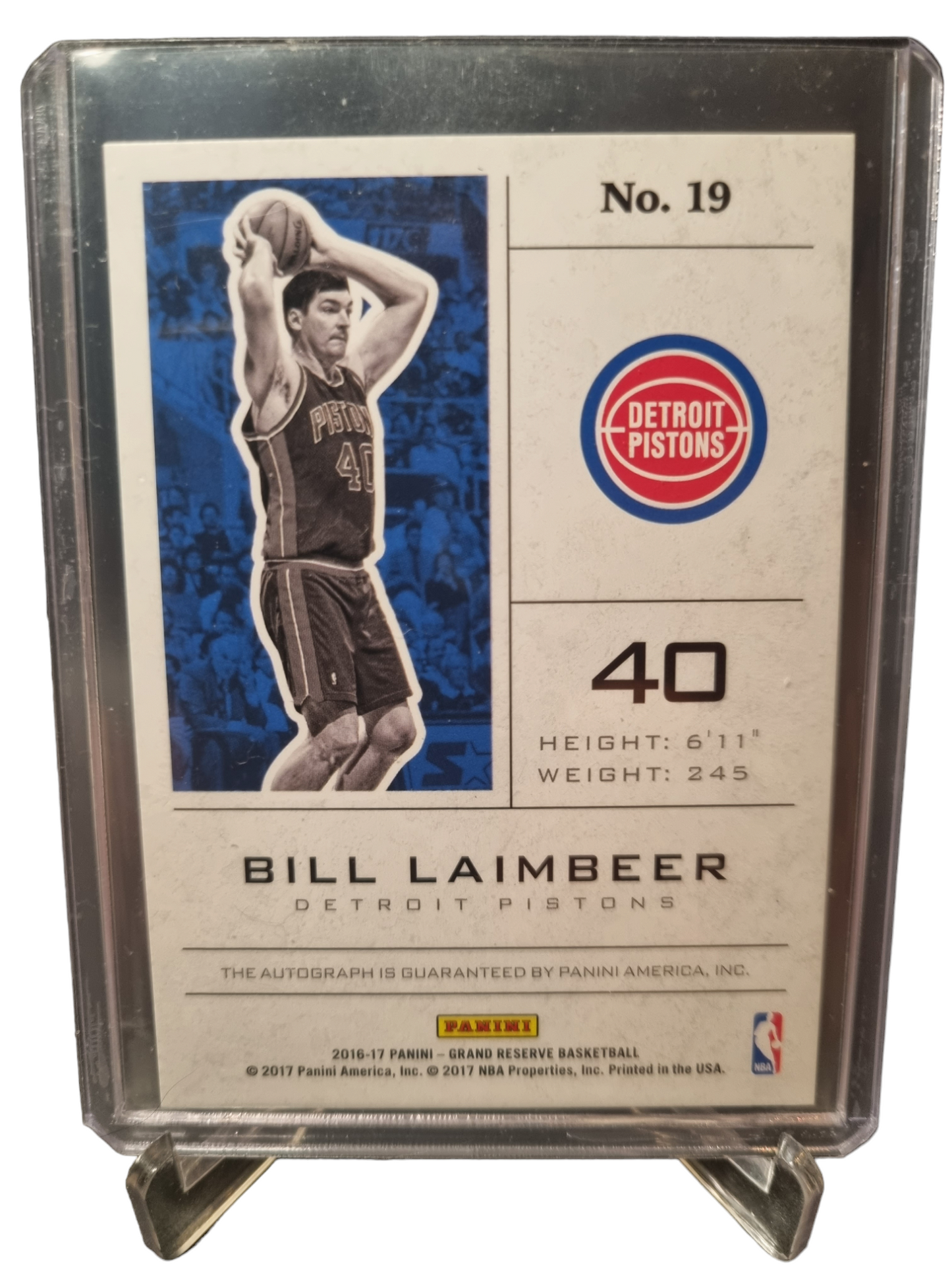 2016-17 Panini Grand Reserve #19 Bill Laimbeer Upper Tier Signatures on card Autograph 89/99