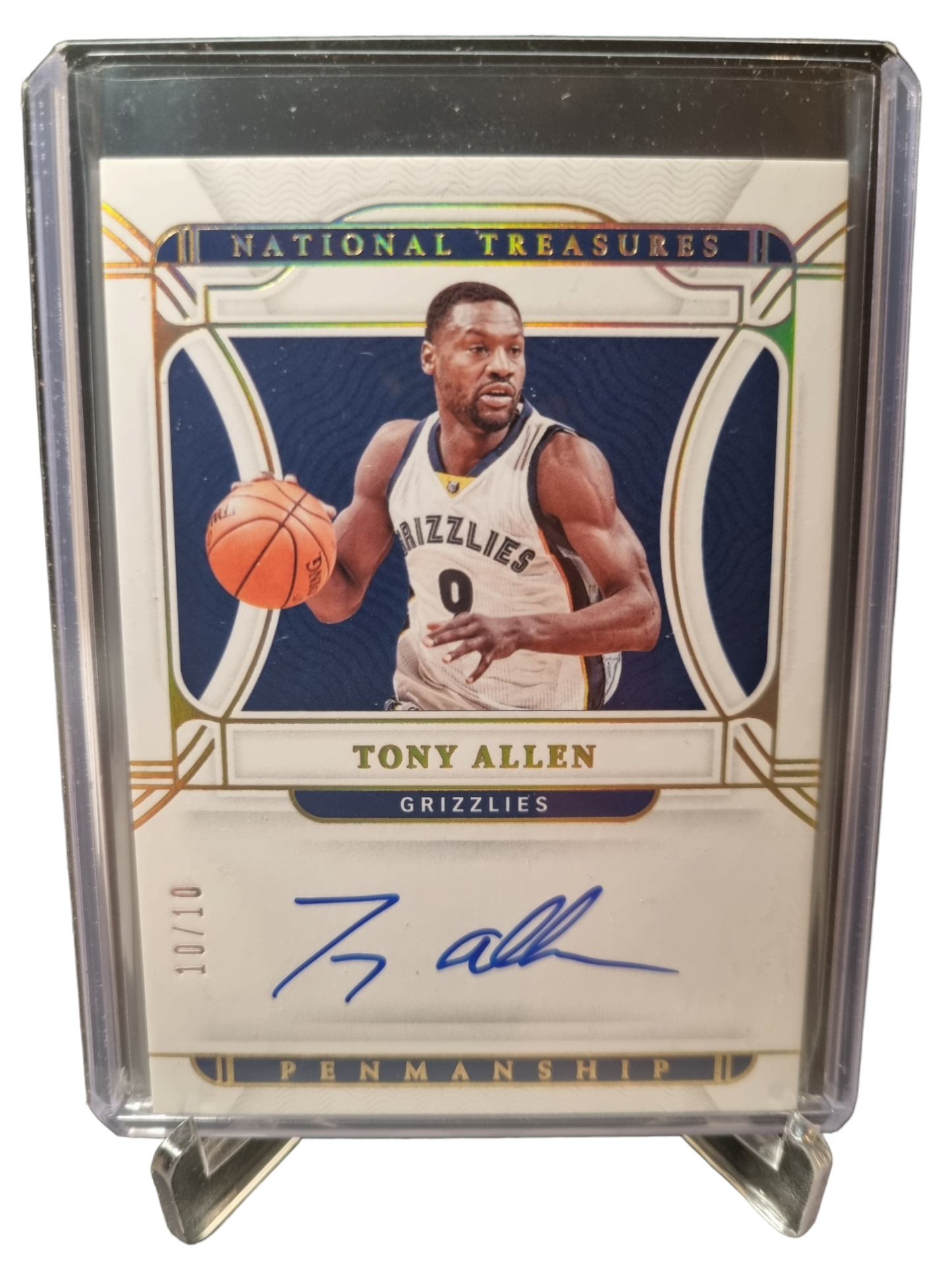 2021-22 Panini National Treasures #PMS-TYA Tony Allen Penmanship Gold On Card Autograph 10/10