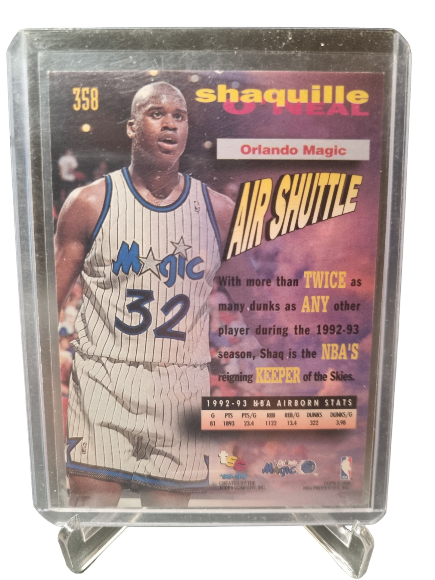 1993-94 Topps Stadium Club #358 Shaquille O'Neal Frequent Flyers 1st Day Issue